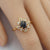 Rainbow River Australian Black Opal Ring 925 Sterling Silver With Cubic Zirconias