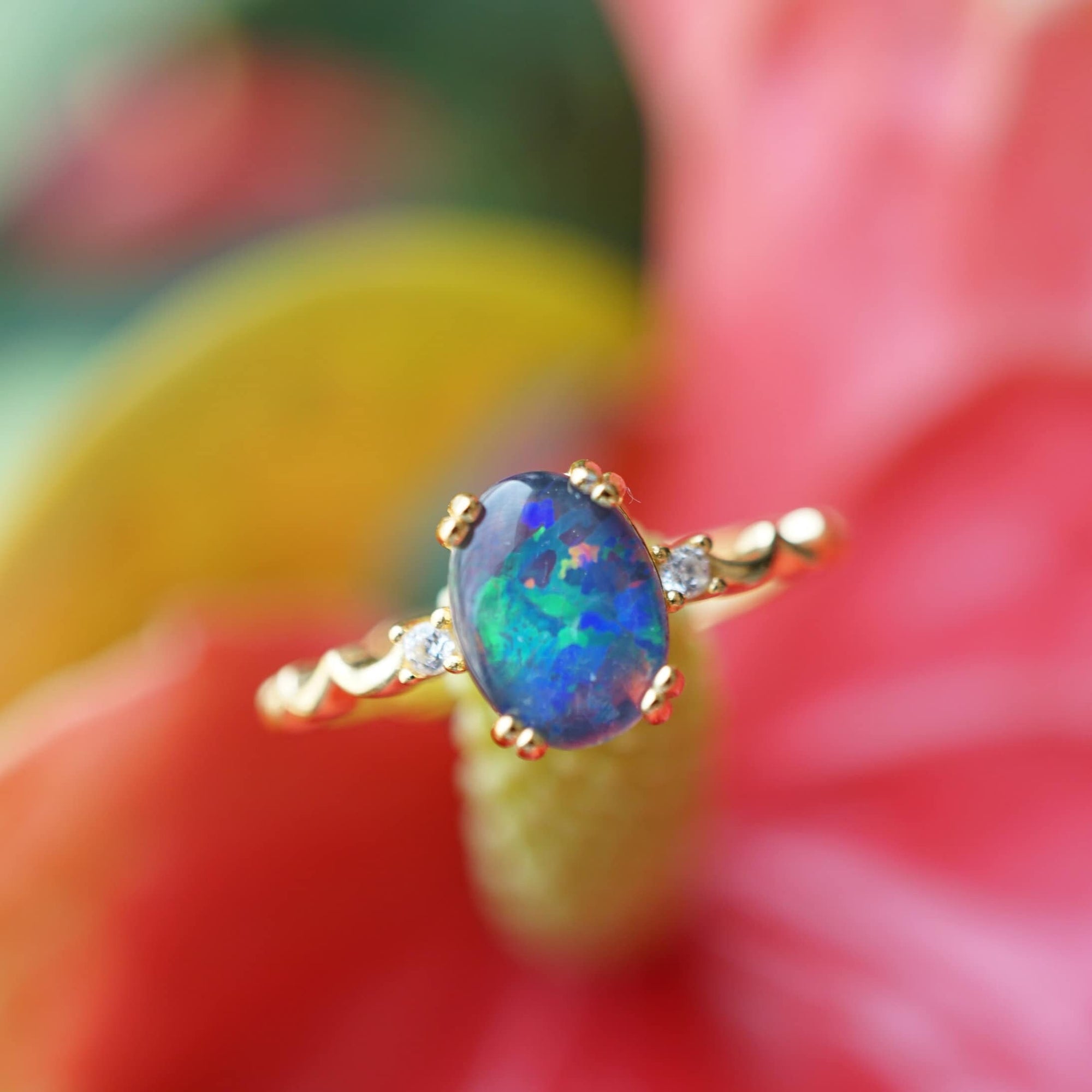 Galaxy australian triplet opal ring