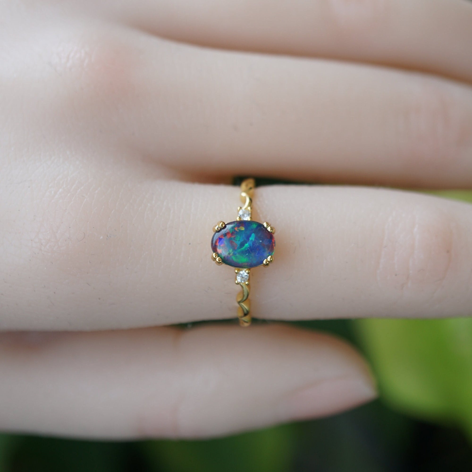 Galaxy australian triplet opal ring