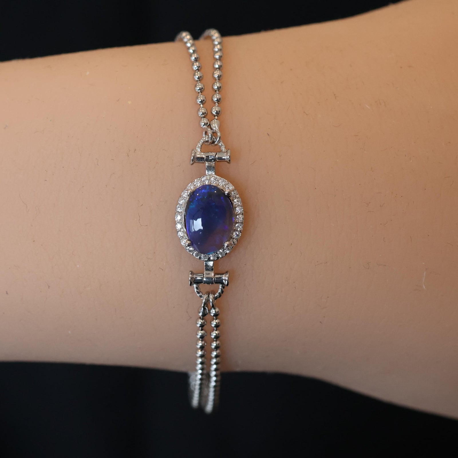Purple Natural Australian Black Opal Bracelet