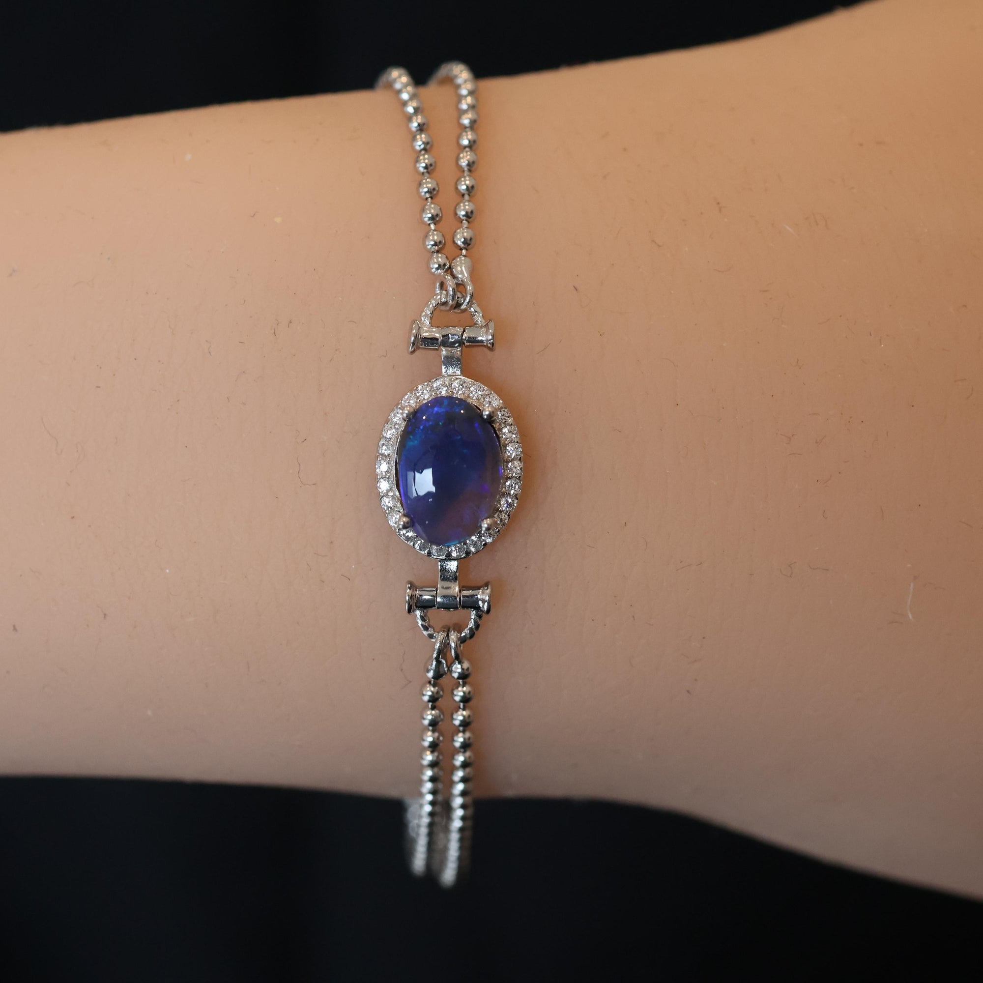 Purple Natural Australian Black Opal Bracelet
