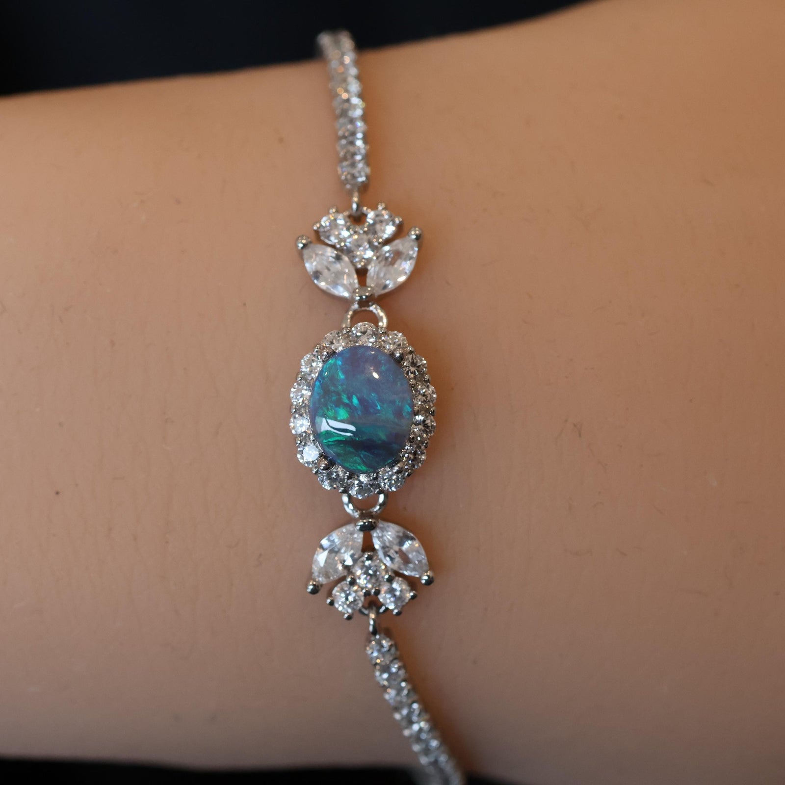 Victorian Style Natural Australian Black Opal Bracelet