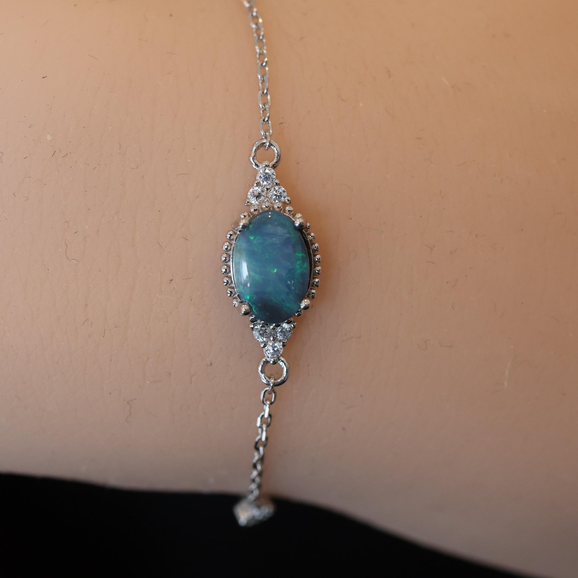 Green Australian Black Opal Bracelet
