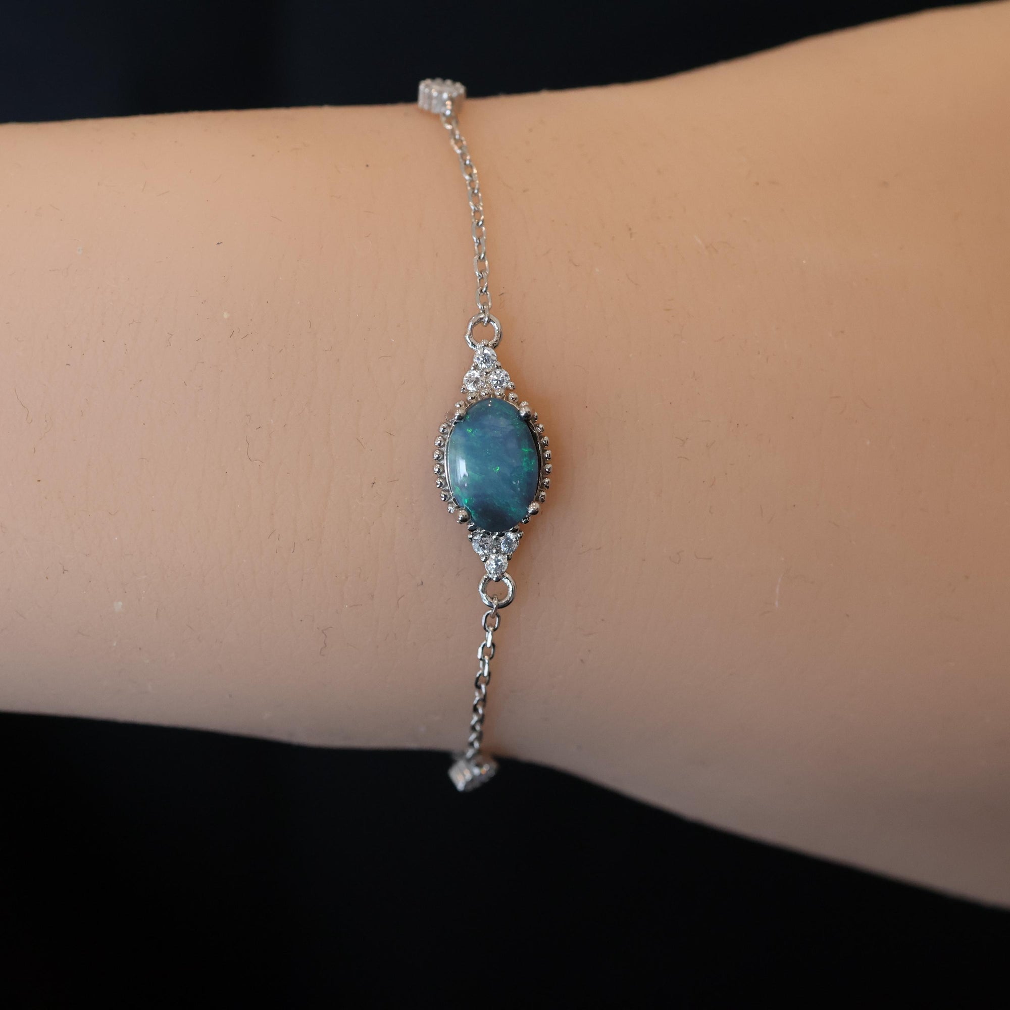 Green Australian Black Opal Bracelet