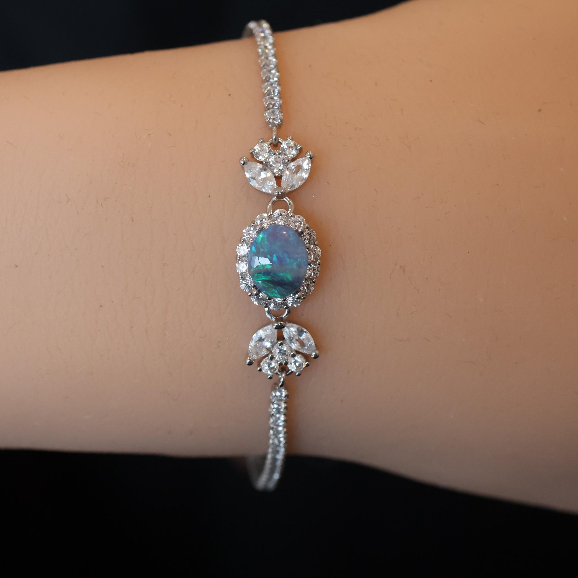 Victorian Style Natural Australian Black Opal Bracelet