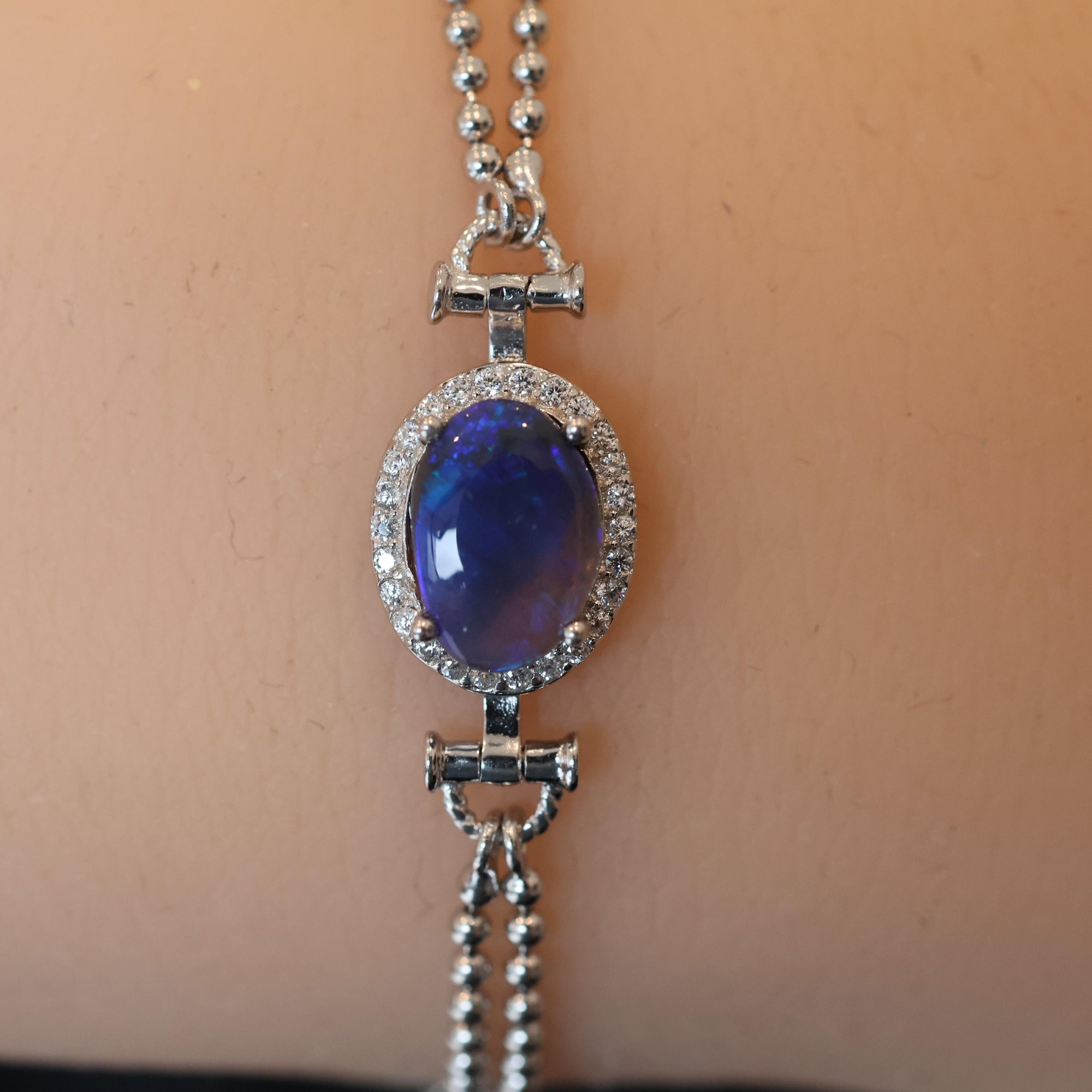 Purple Natural Australian Black Opal Bracelet