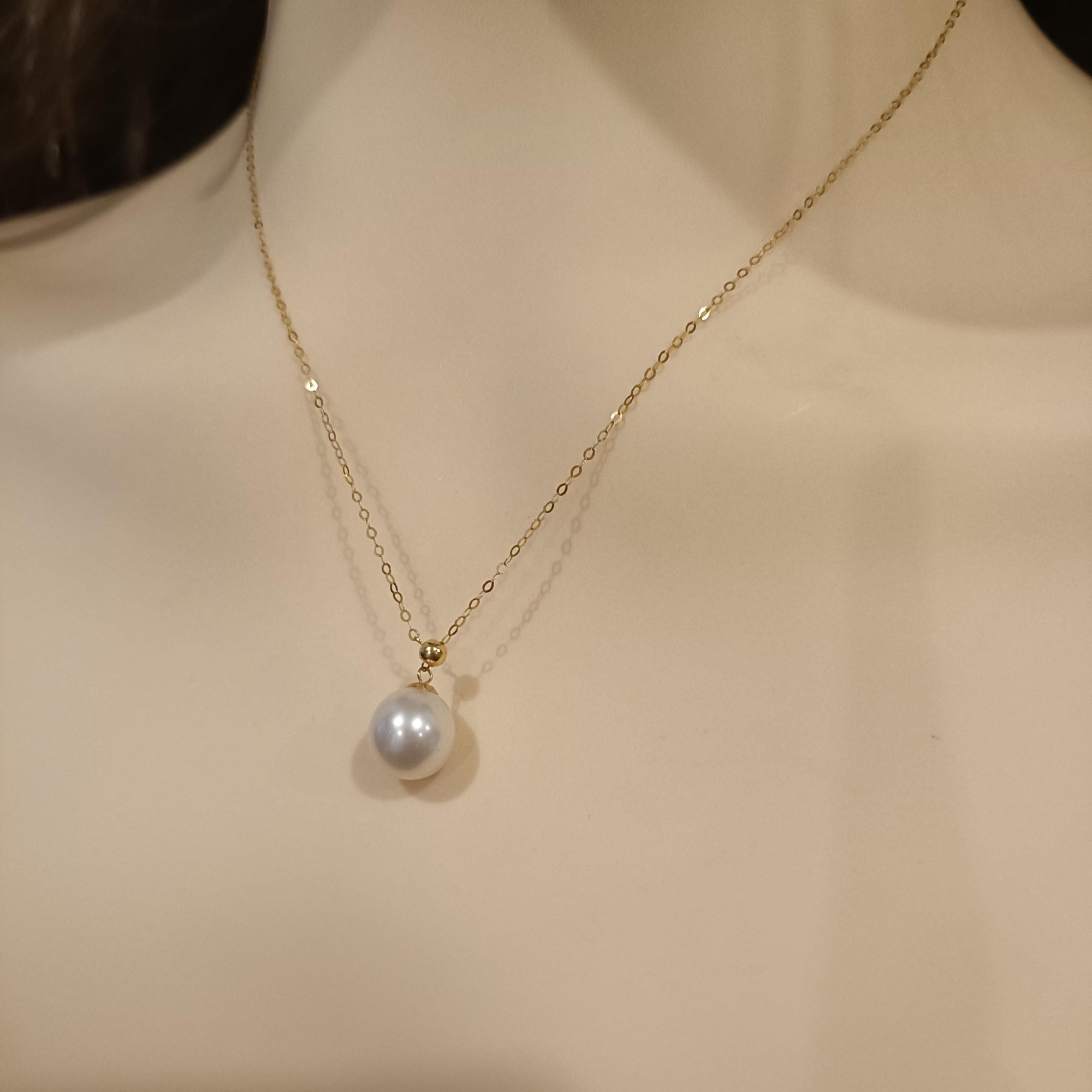 Simple Pearl Necklace, Elegant 18k Solid Gold Pearl Jewelry