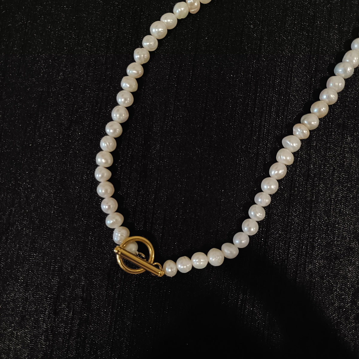 Gold Freshwater Pearl Choker Necklace, Dainty Layered Jewelry