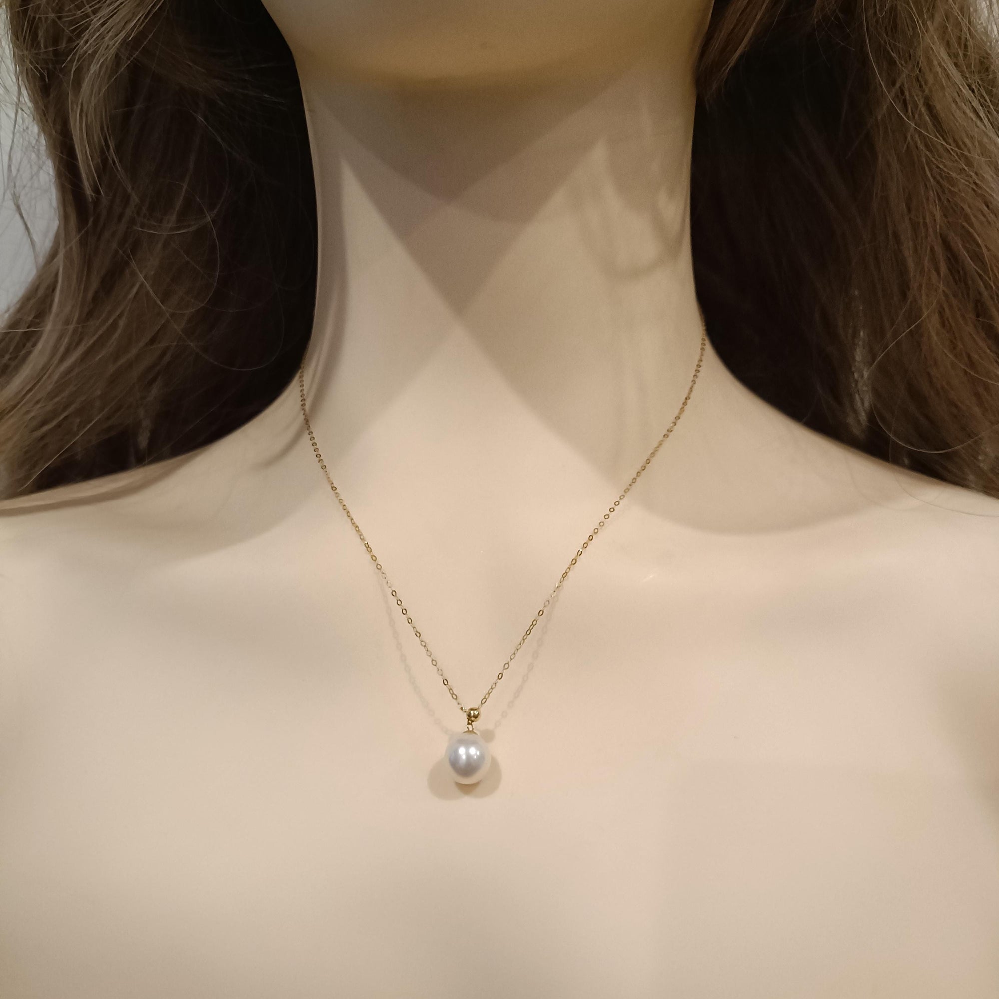 Simple Pearl Necklace, Elegant 18k Solid Gold Pearl Jewelry