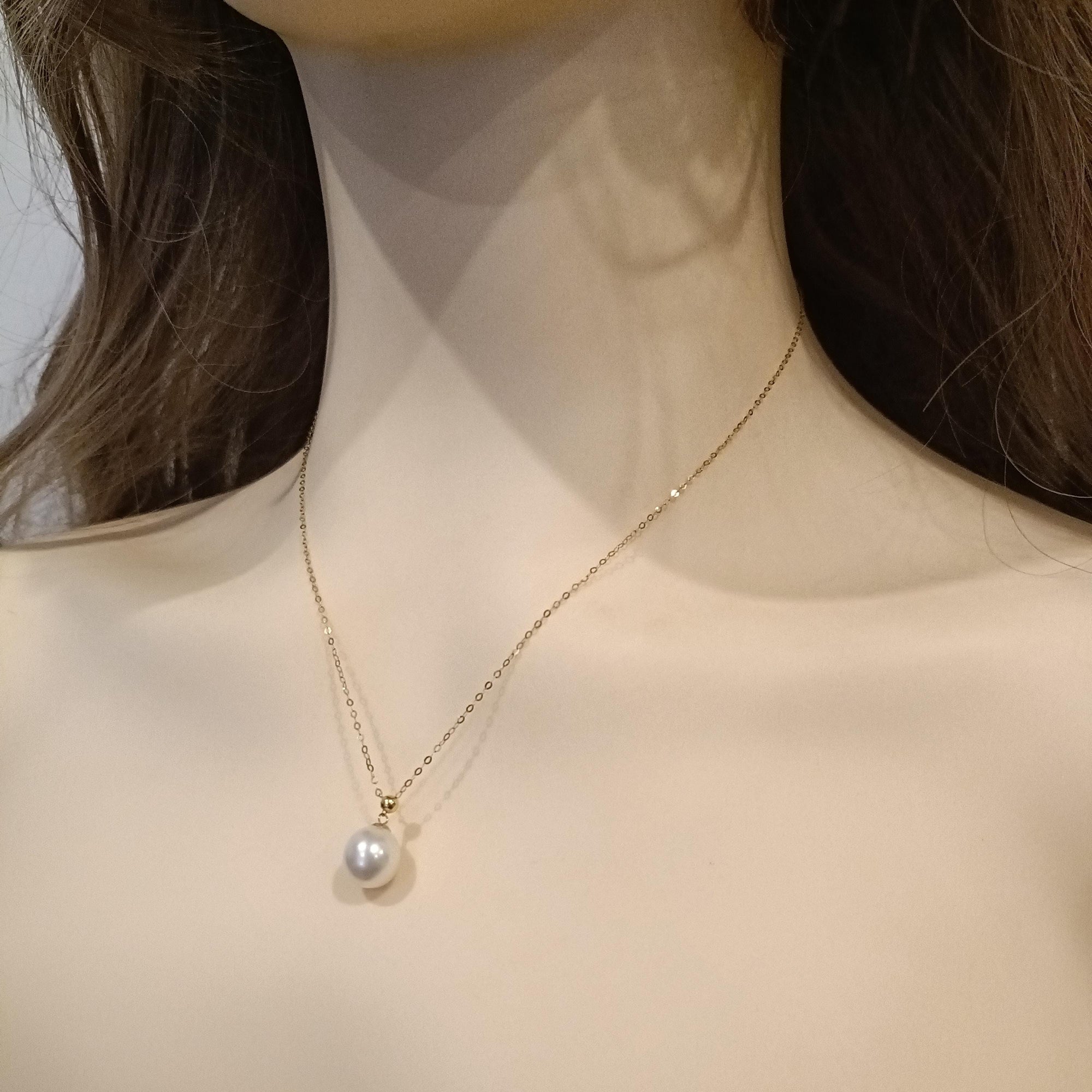 Simple Pearl Necklace, Elegant 18k Solid Gold Pearl Jewelry