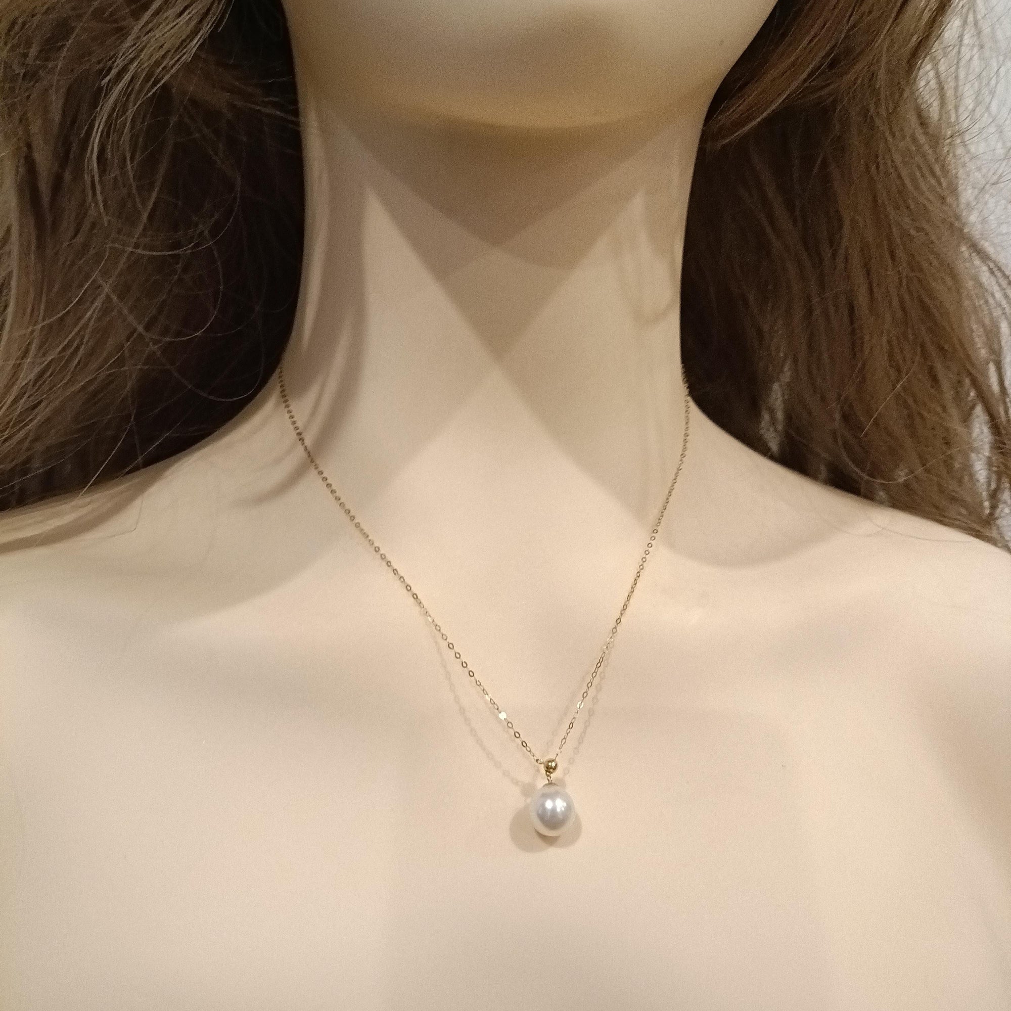 Simple Pearl Necklace, Elegant 18k Solid Gold Pearl Jewelry