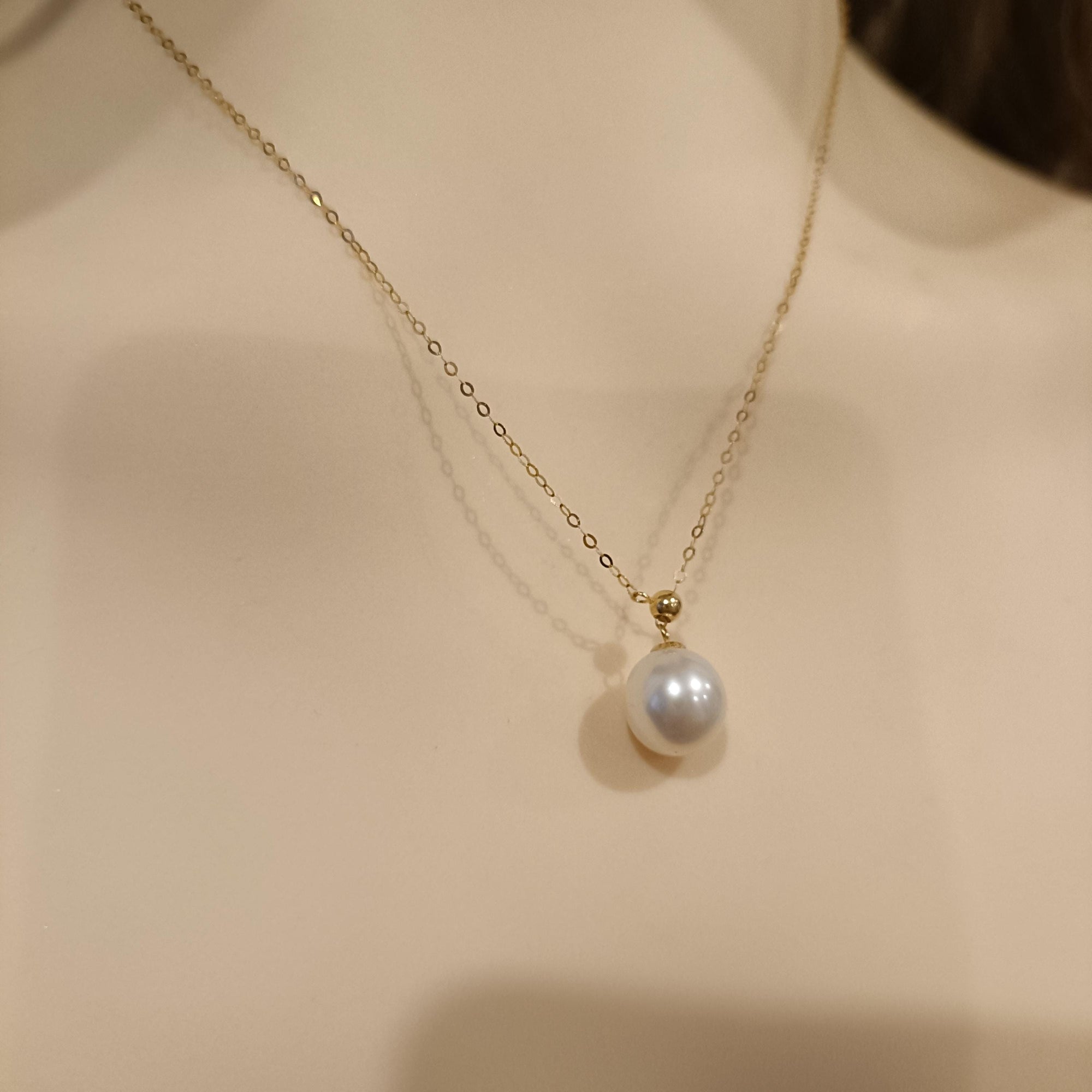 Simple Pearl Necklace, Elegant 18k Solid Gold Pearl Jewelry