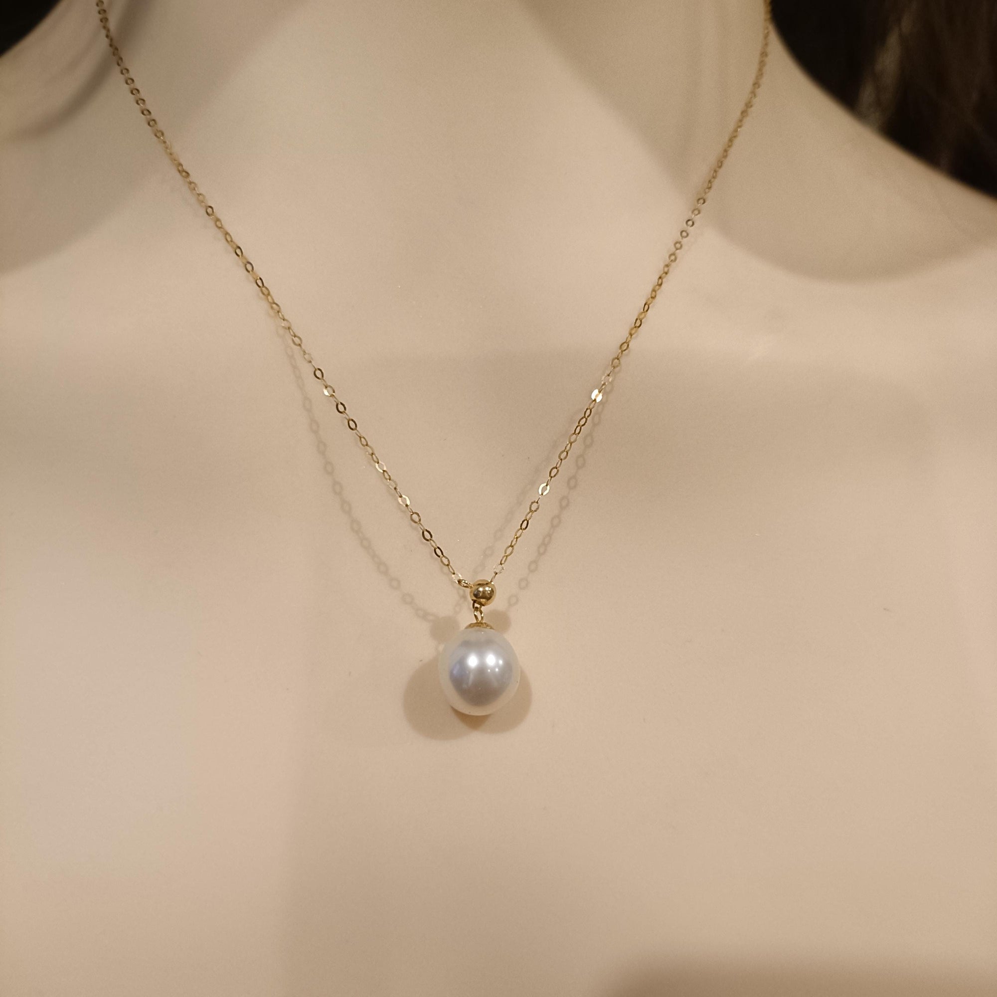 Simple Pearl Necklace, Elegant 18k Solid Gold Pearl Jewelry