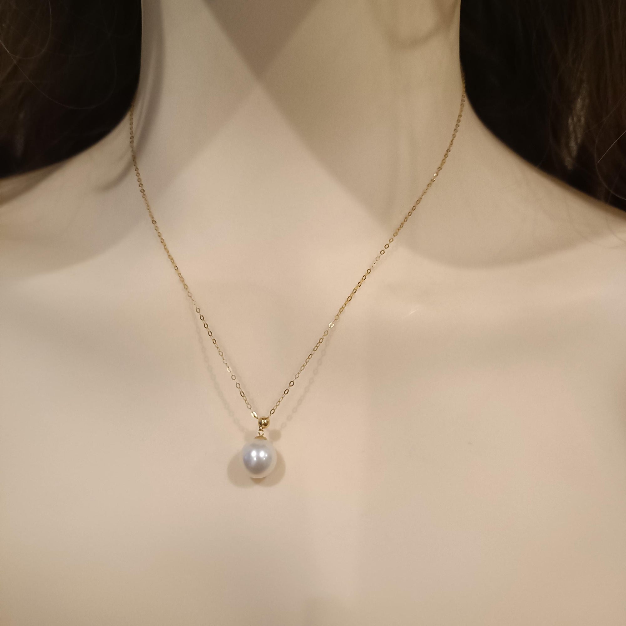 Simple Pearl Necklace, Elegant 18k Solid Gold Pearl Jewelry