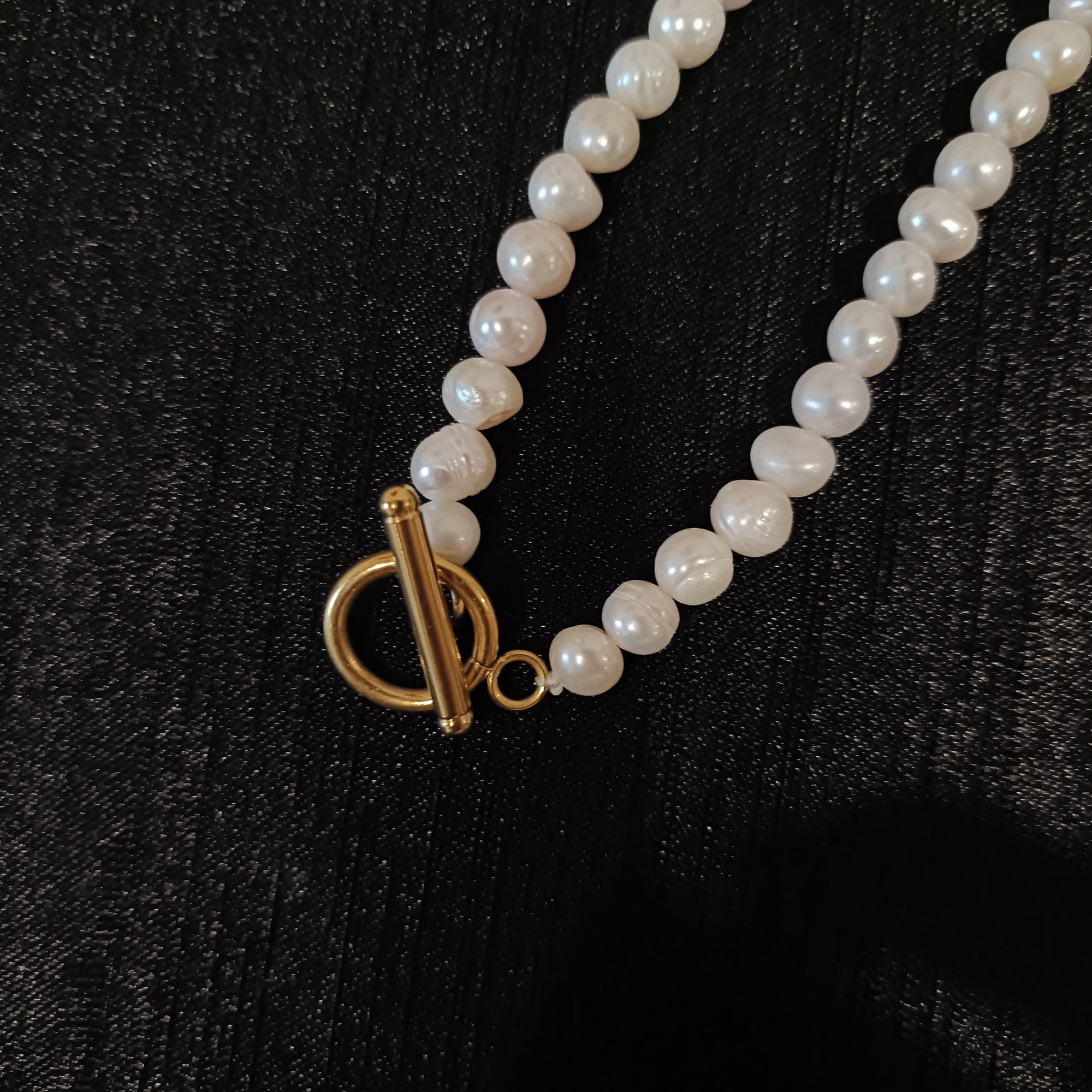Gold Freshwater Pearl Choker Necklace, Dainty Layered Jewelry