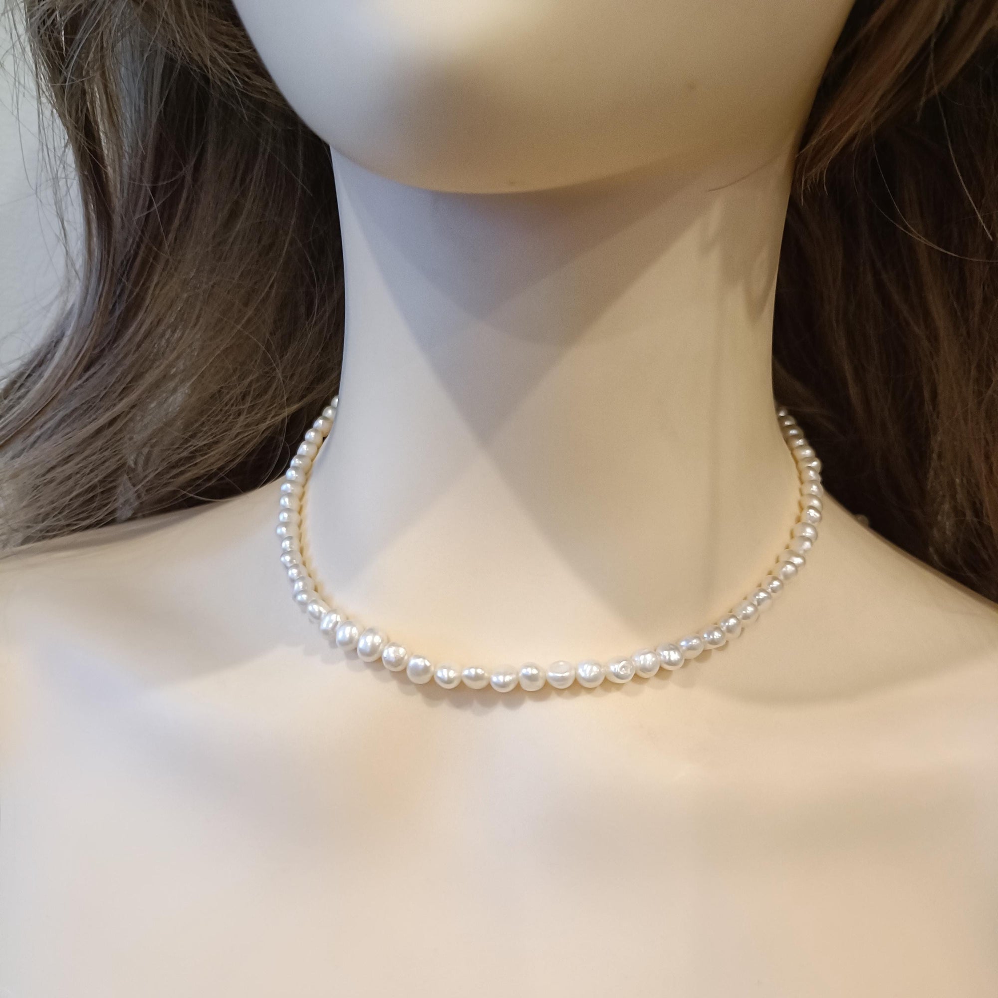 Elegant Sterling Silver Freshwater Pearl Necklace, Irregular Pearl