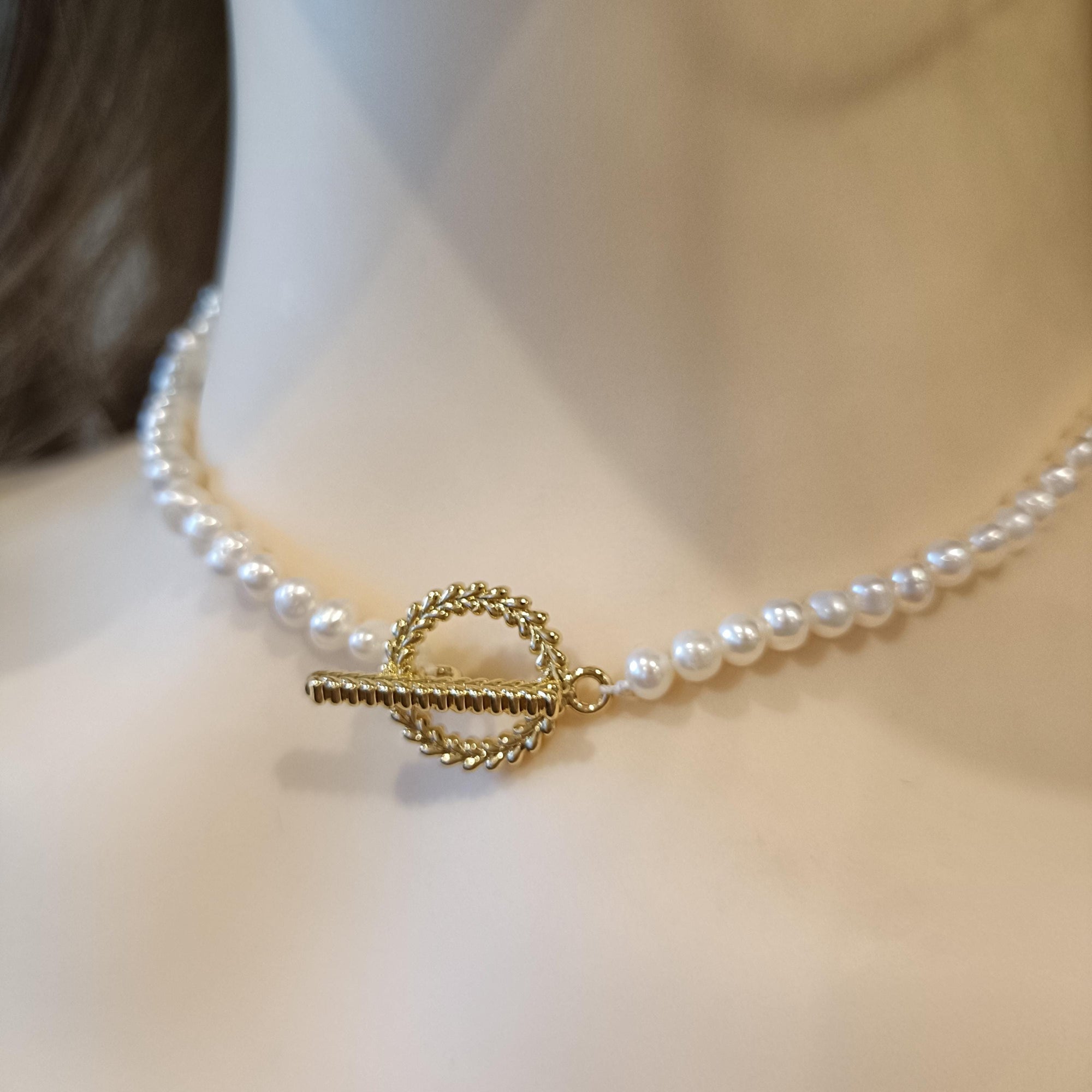 Freshwater Pearl Choker Necklace for Brides, Dainty Layered Strand