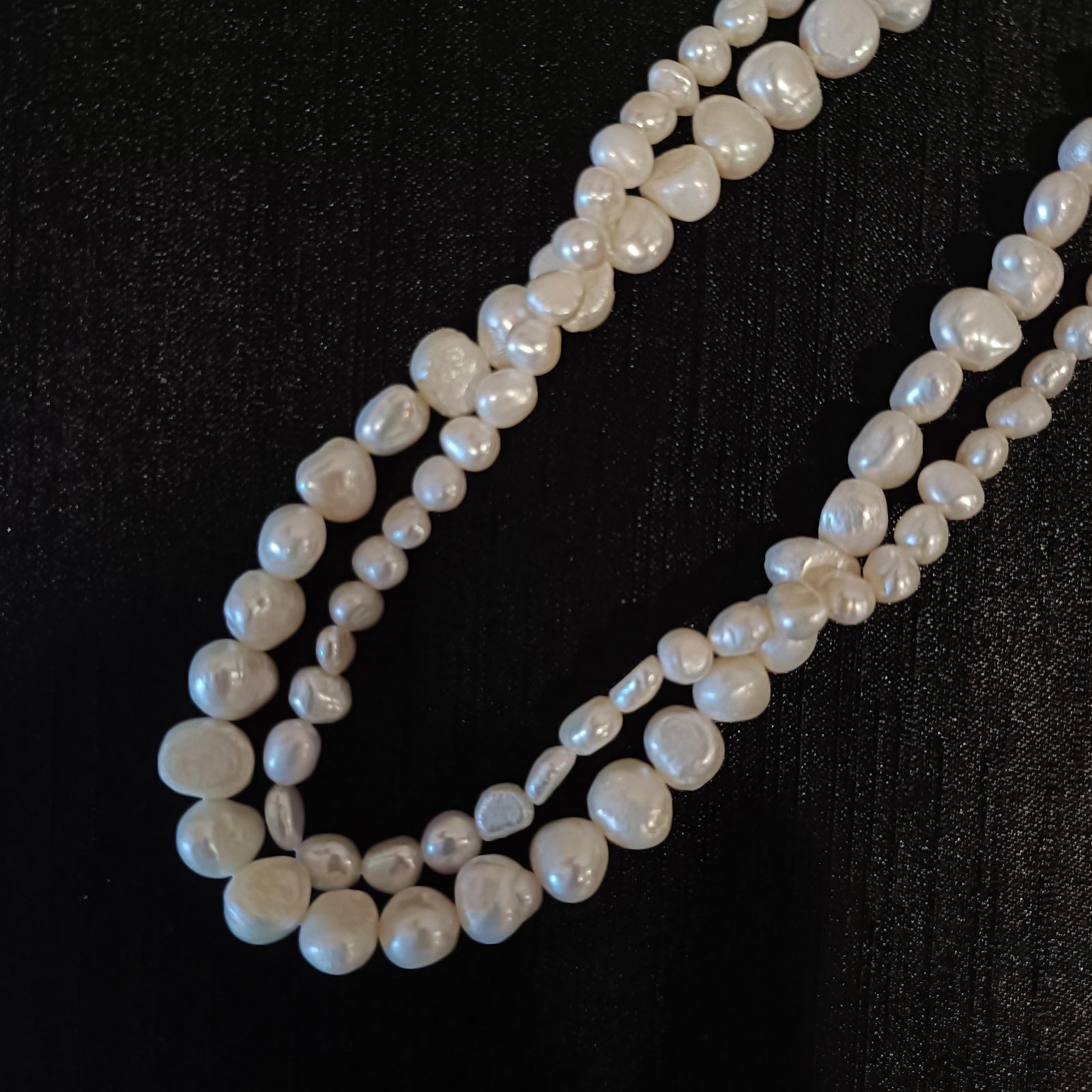 Elegant Pearl Choker Necklace, 2 Layered Bridal Choker with Freshwater Pearls