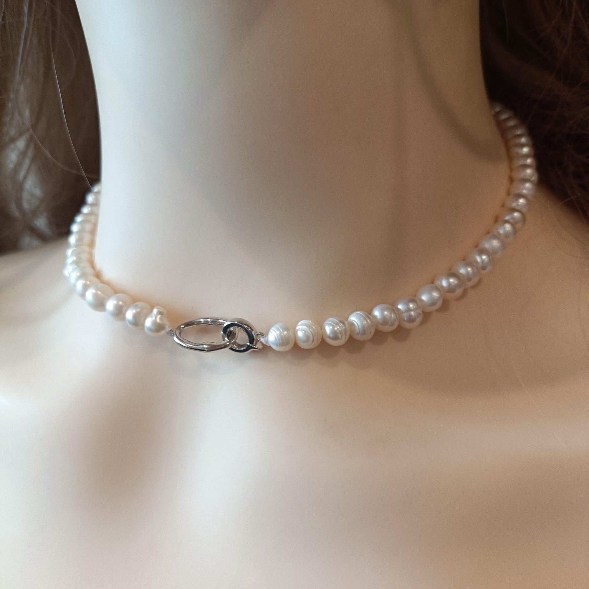 Pearl Choker Necklace, Dainty Freshwater Pearl Necklace