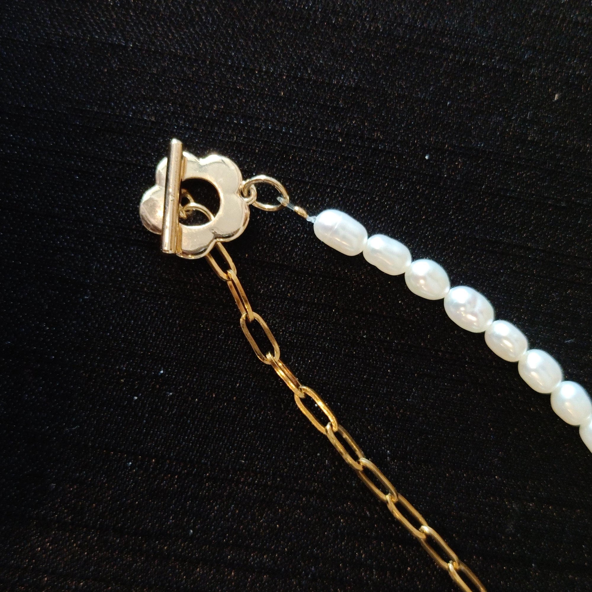 Half Pearl Chain Necklace