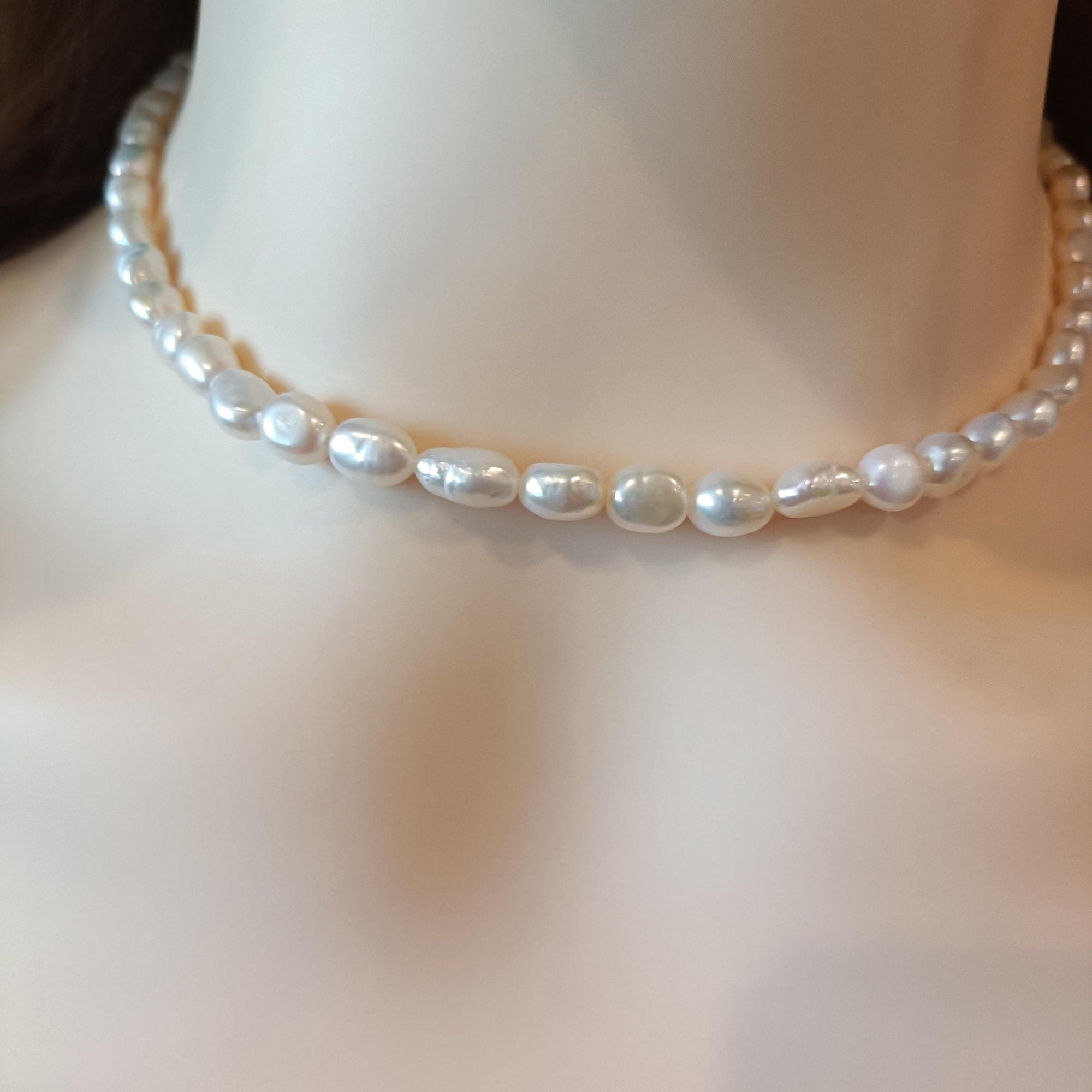 Elegant Freshwater Pearl Necklace in Sterling Silver