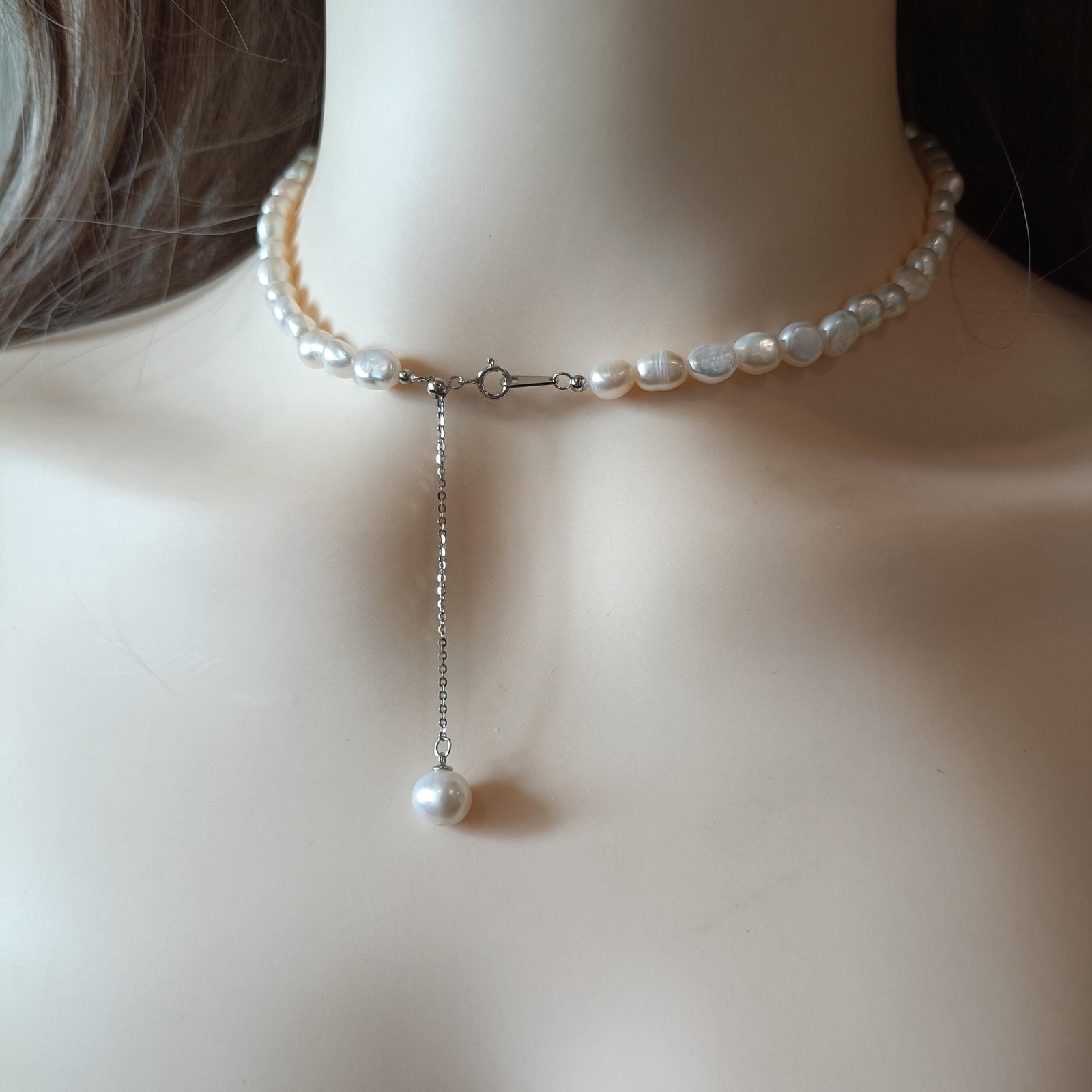 Simple Freshwater Pearl Necklace in Sterling Silver