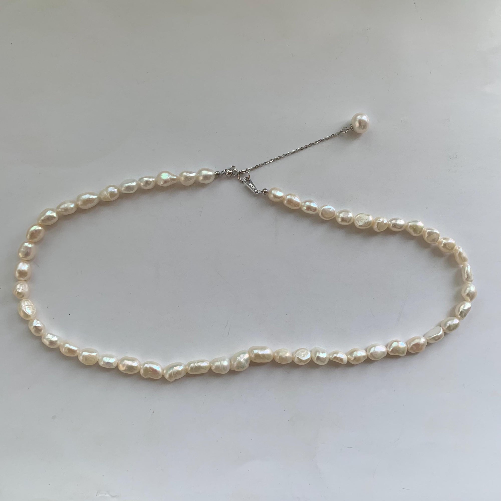 Simple Freshwater Pearl Necklace in Sterling Silver