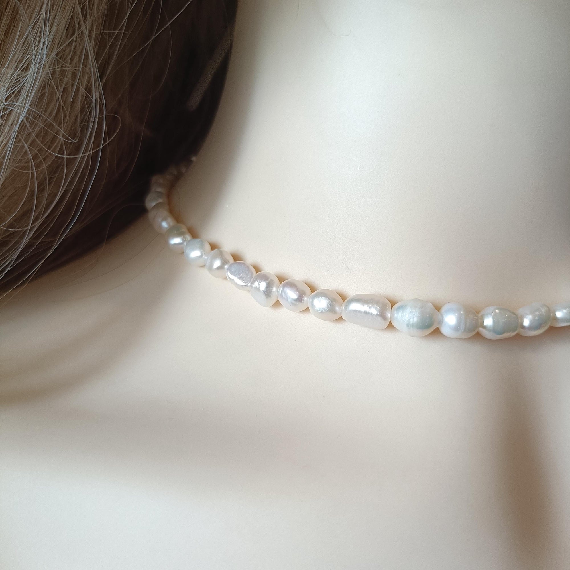 Simple Freshwater Pearl Necklace in Sterling Silver