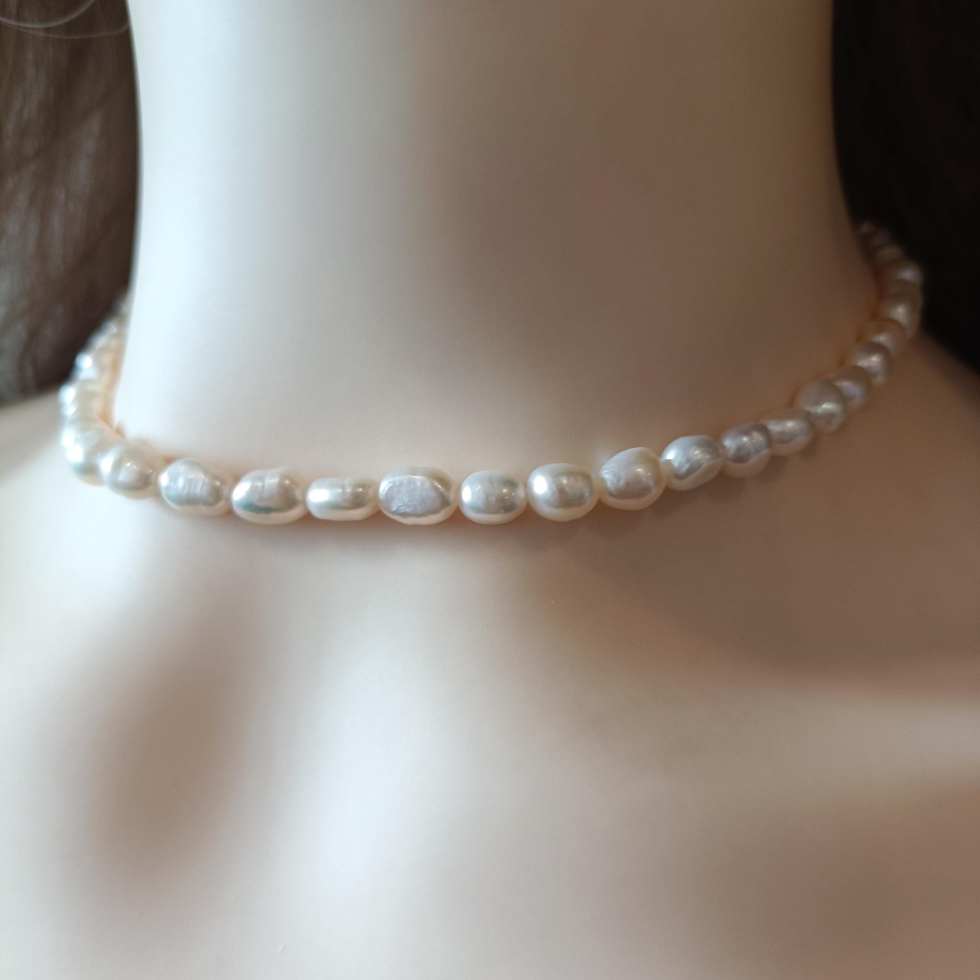 Simple Freshwater Pearl Necklace in Sterling Silver