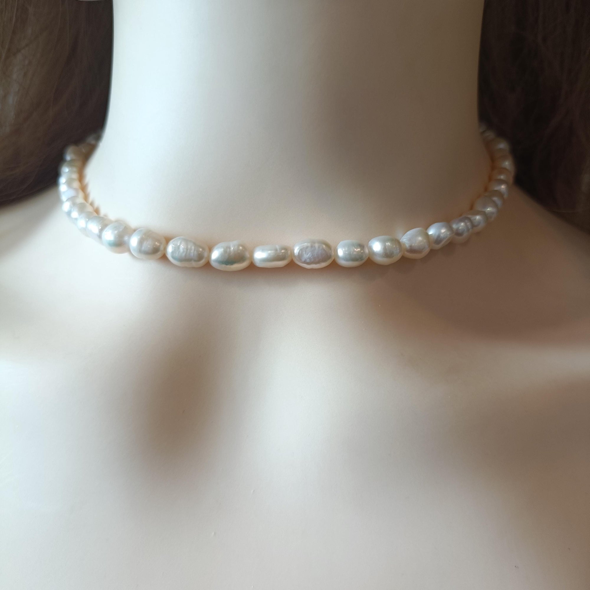 Simple Freshwater Pearl Necklace in Sterling Silver