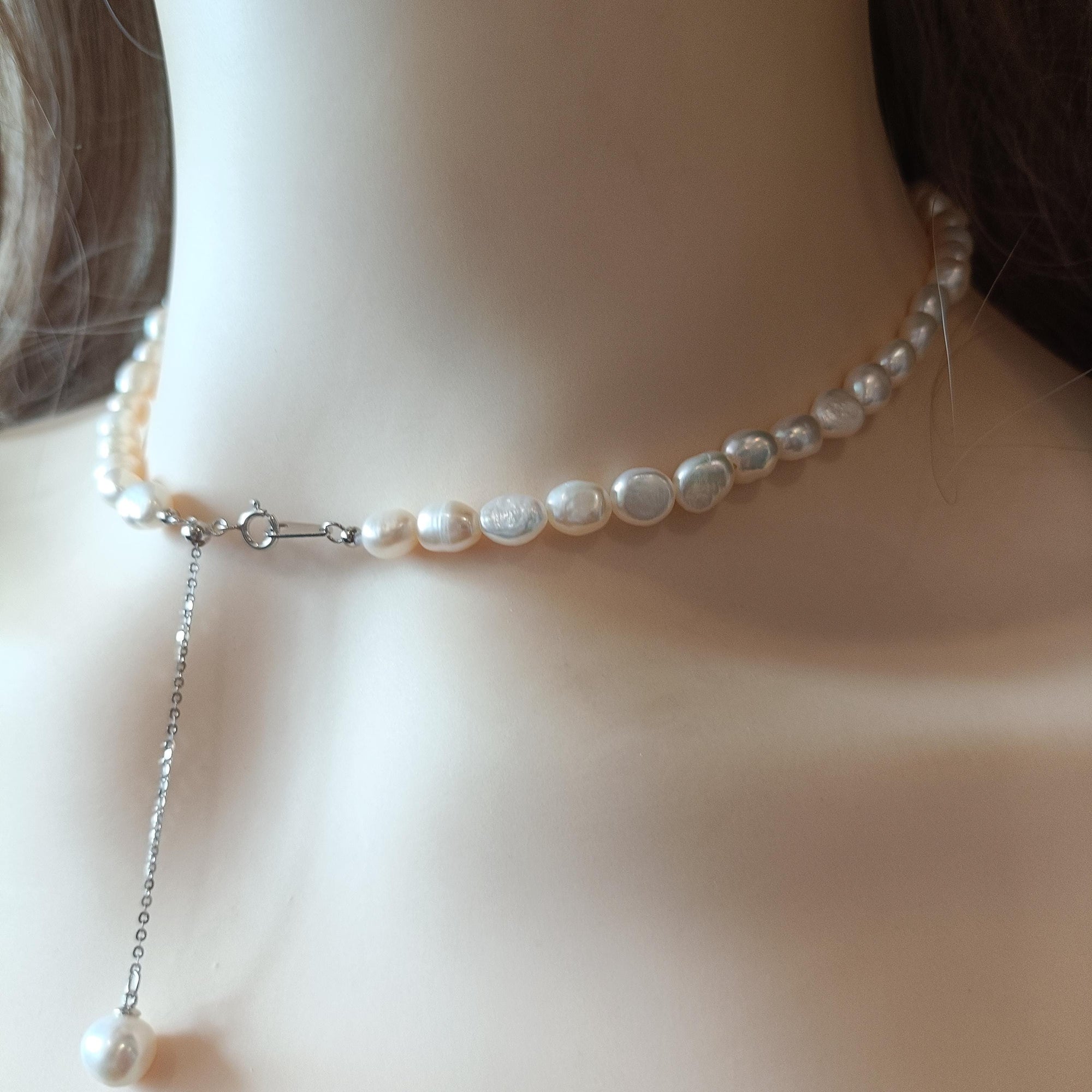 Simple Freshwater Pearl Necklace in Sterling Silver