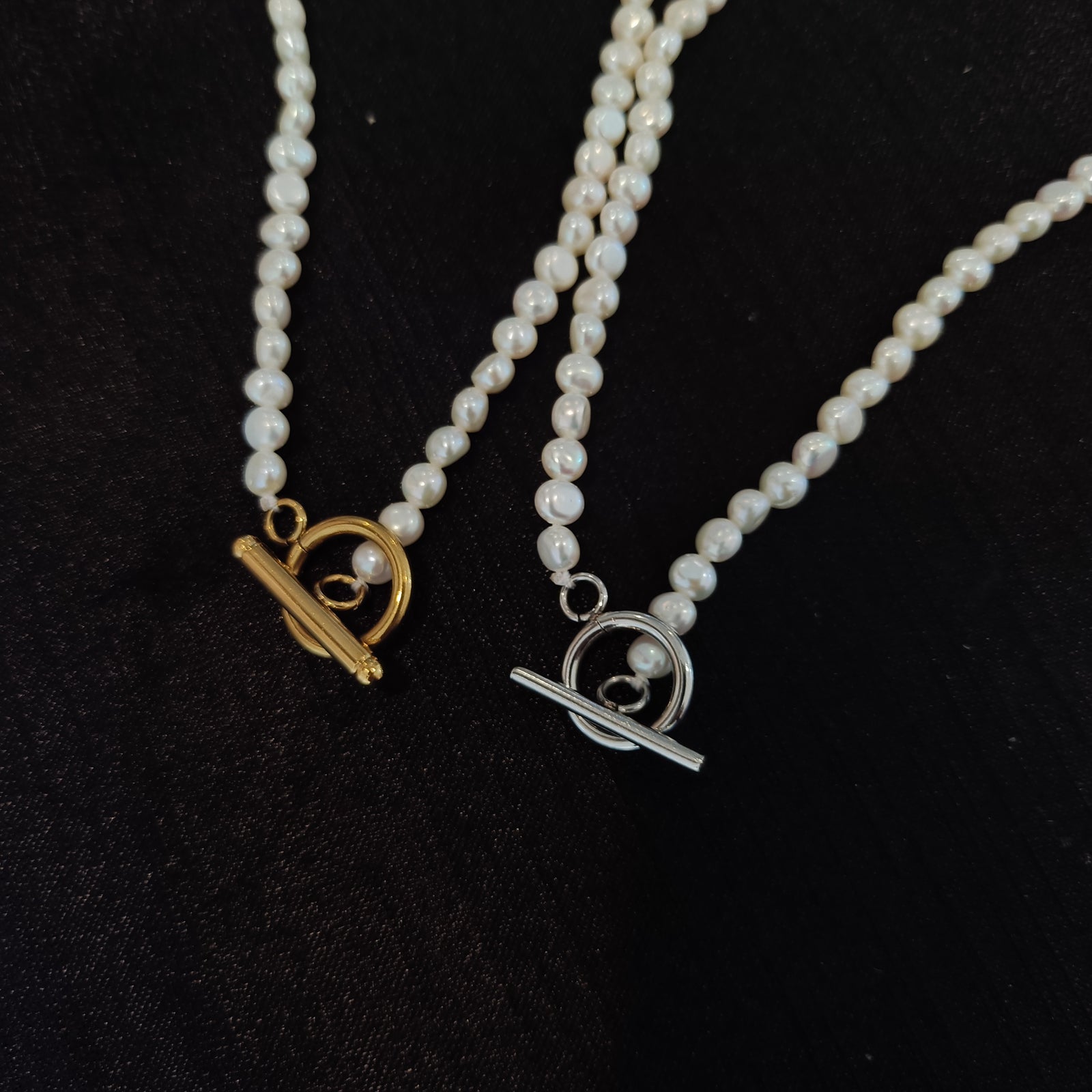 White Pearl Necklace with OT Clasp