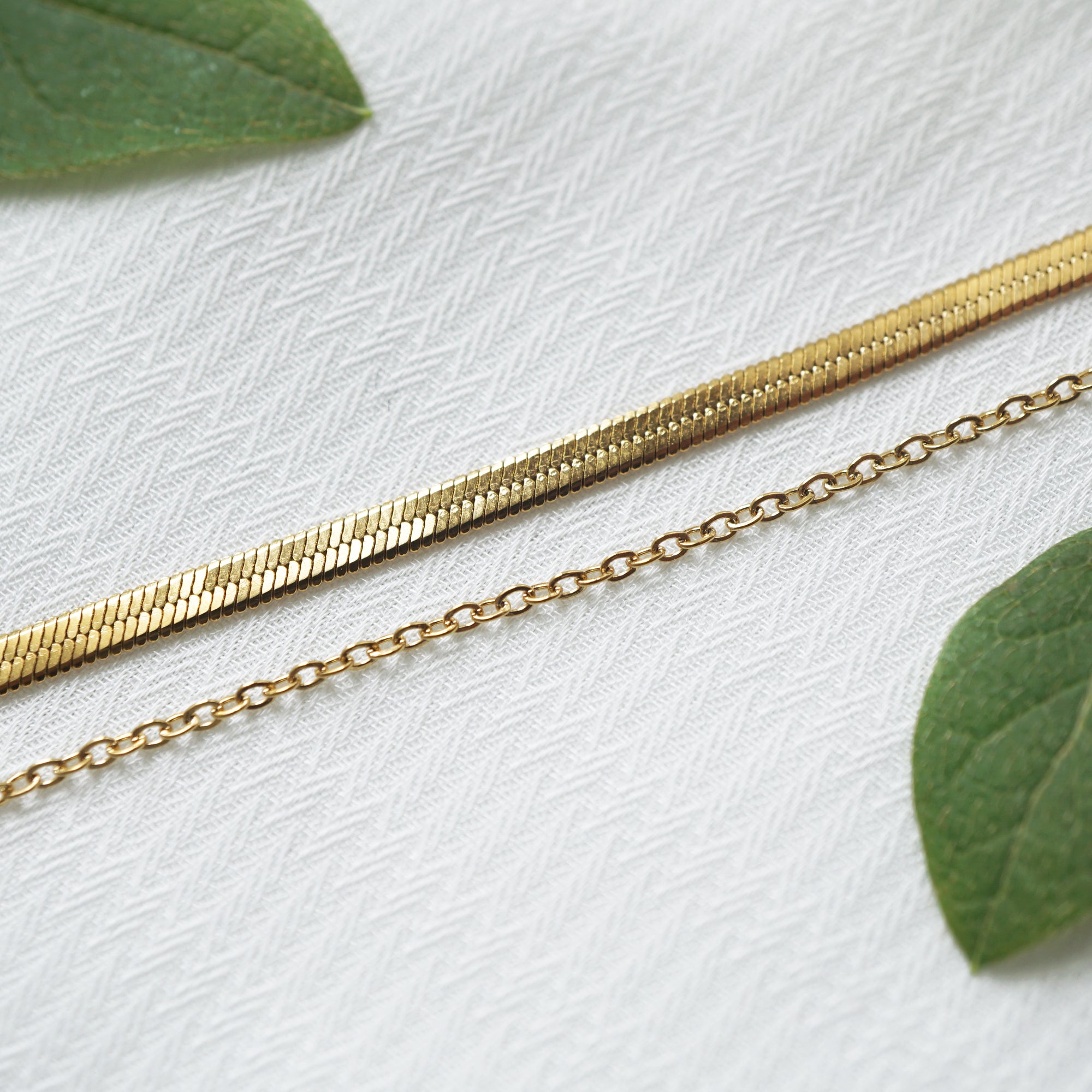 Double layers chain, set of two chains, minimalist necklace