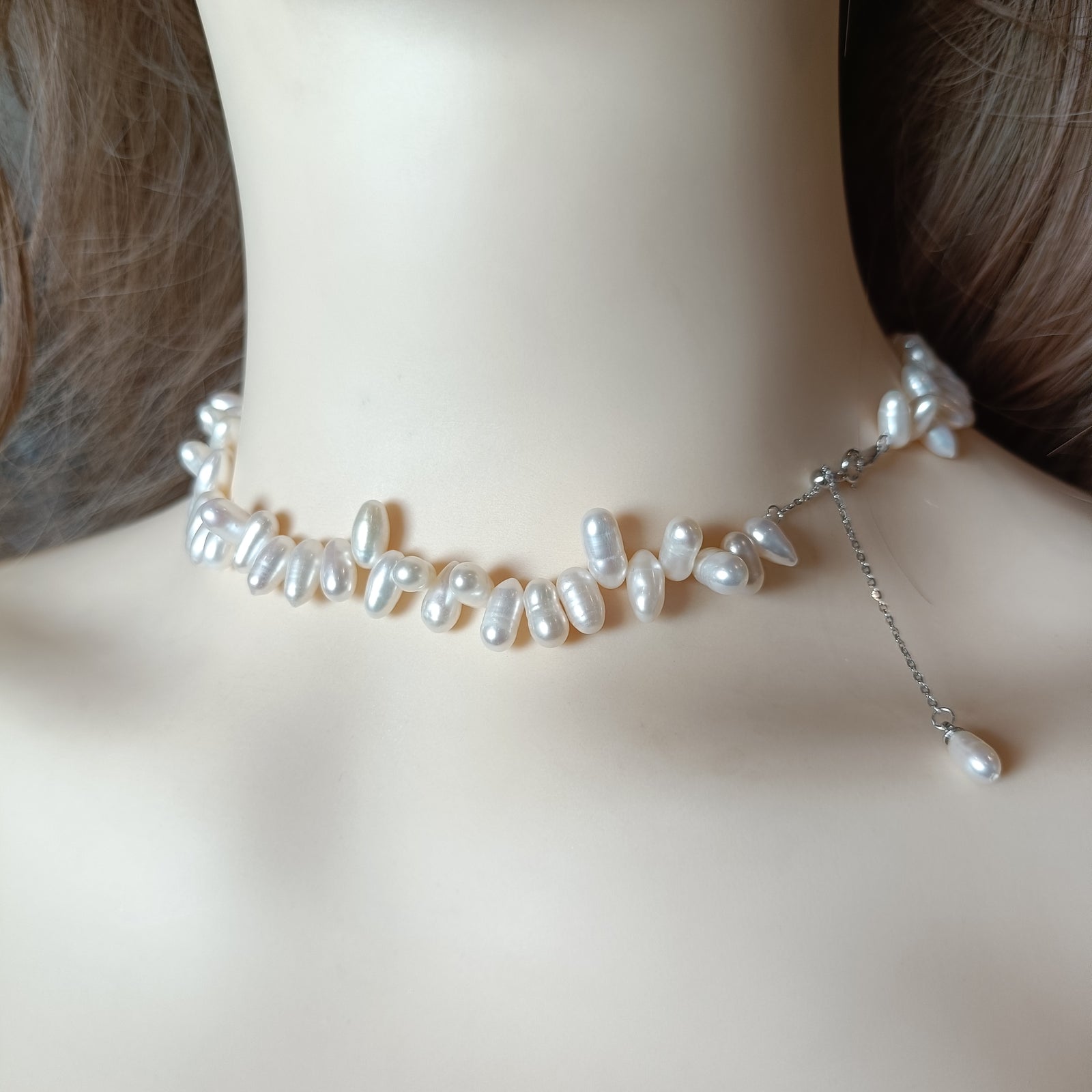 Unique Handmade Pearl Necklace, Artistic Statement Jewelry