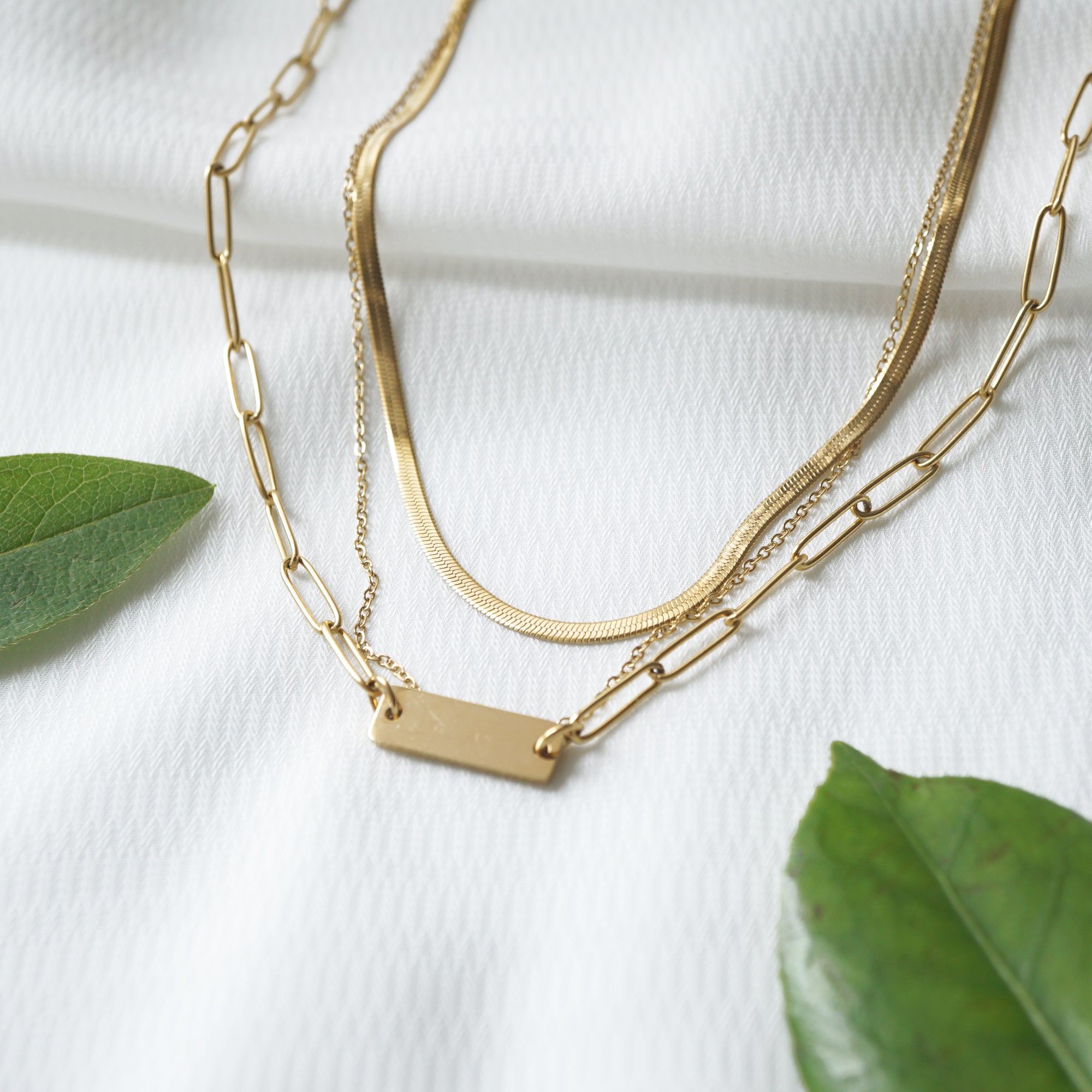 Double layers chain, set of two chains, minimalist necklace
