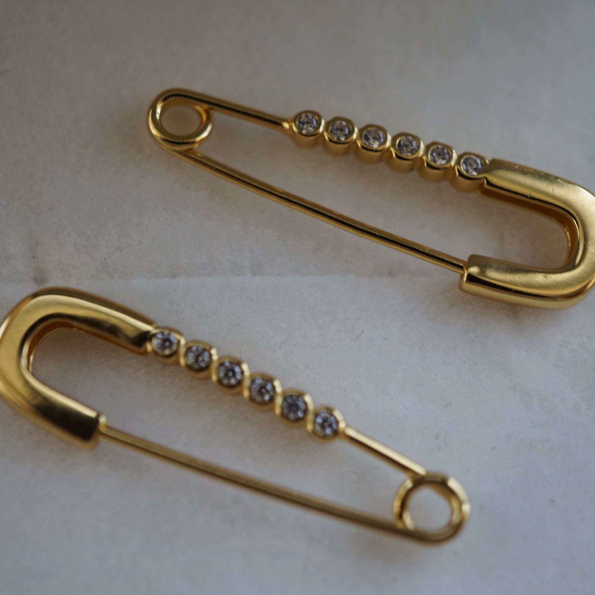 Safety Pin Earrings With Cubic Zirconias