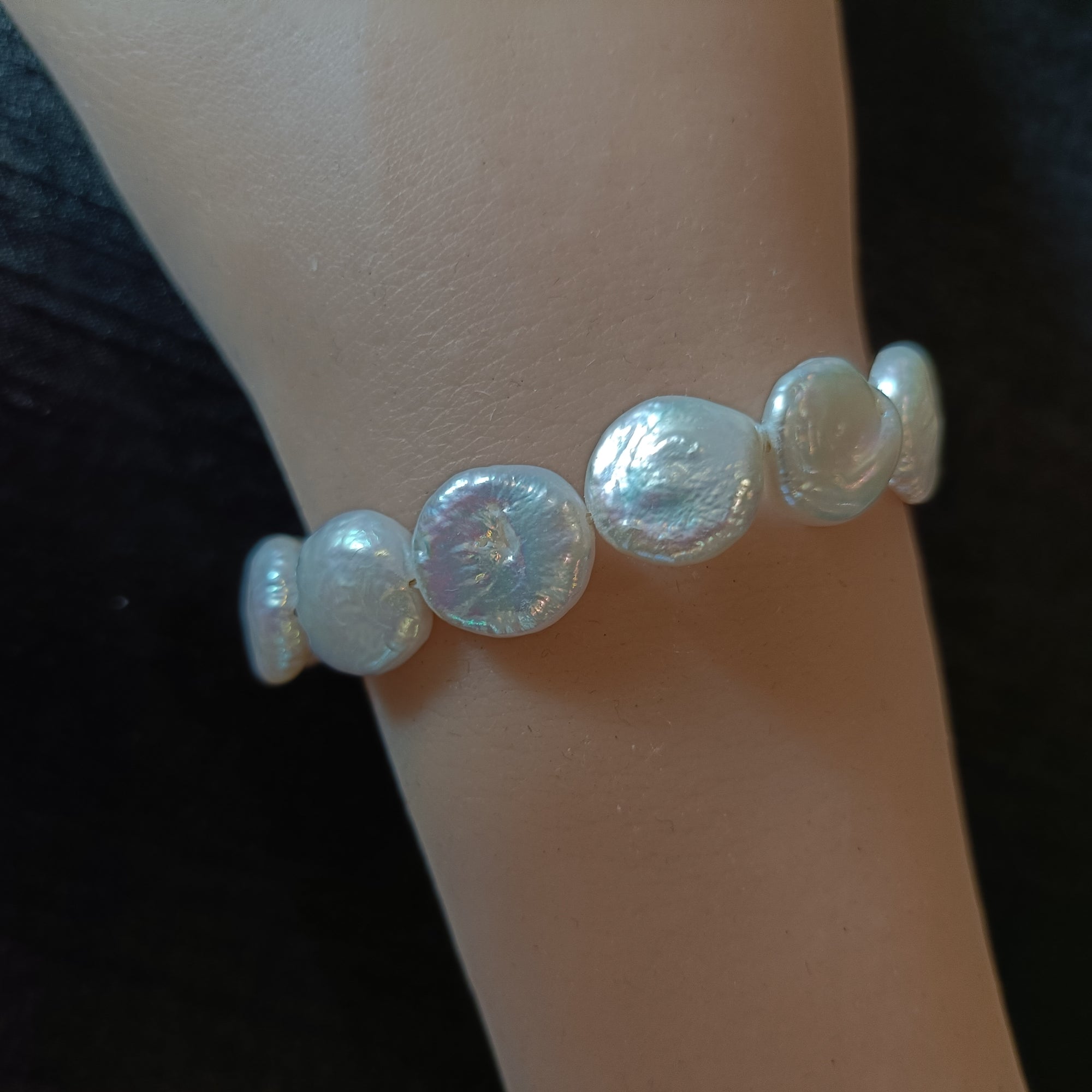 Coin Pearl Bracelet, Real Freshwater Pearls