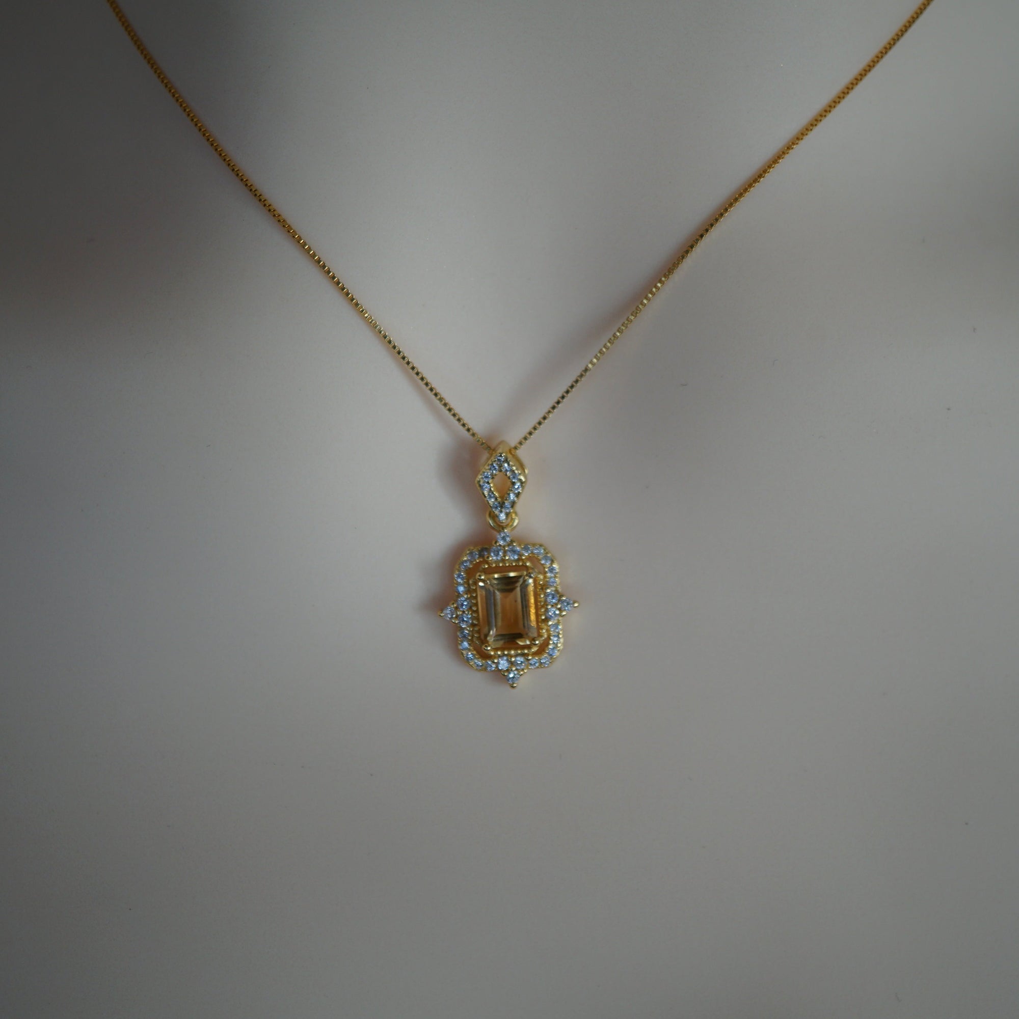 Classic Citrine Pendant Necklace in Sterling Silver