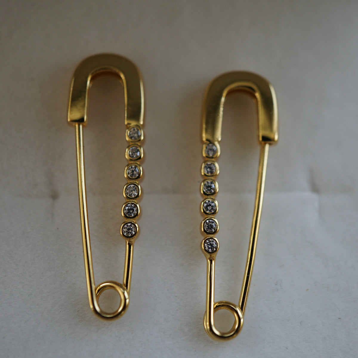 Safety Pin Earrings With Cubic Zirconias