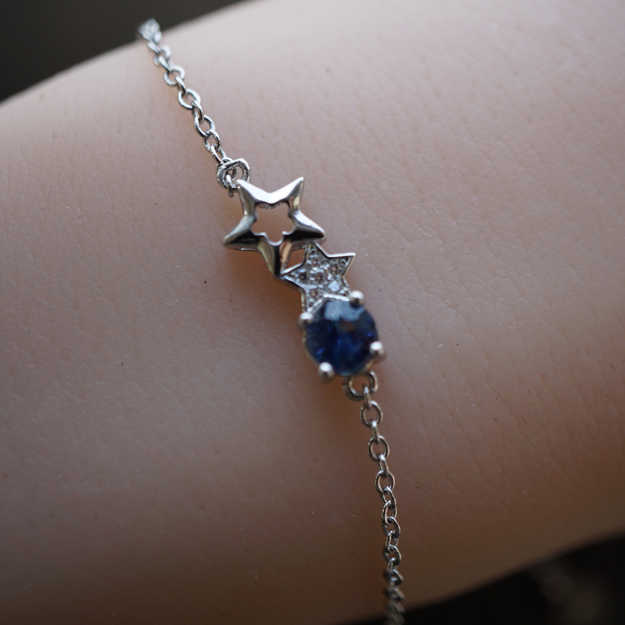 Star Sapphire Gemstone Bracelet in Sterling Silver