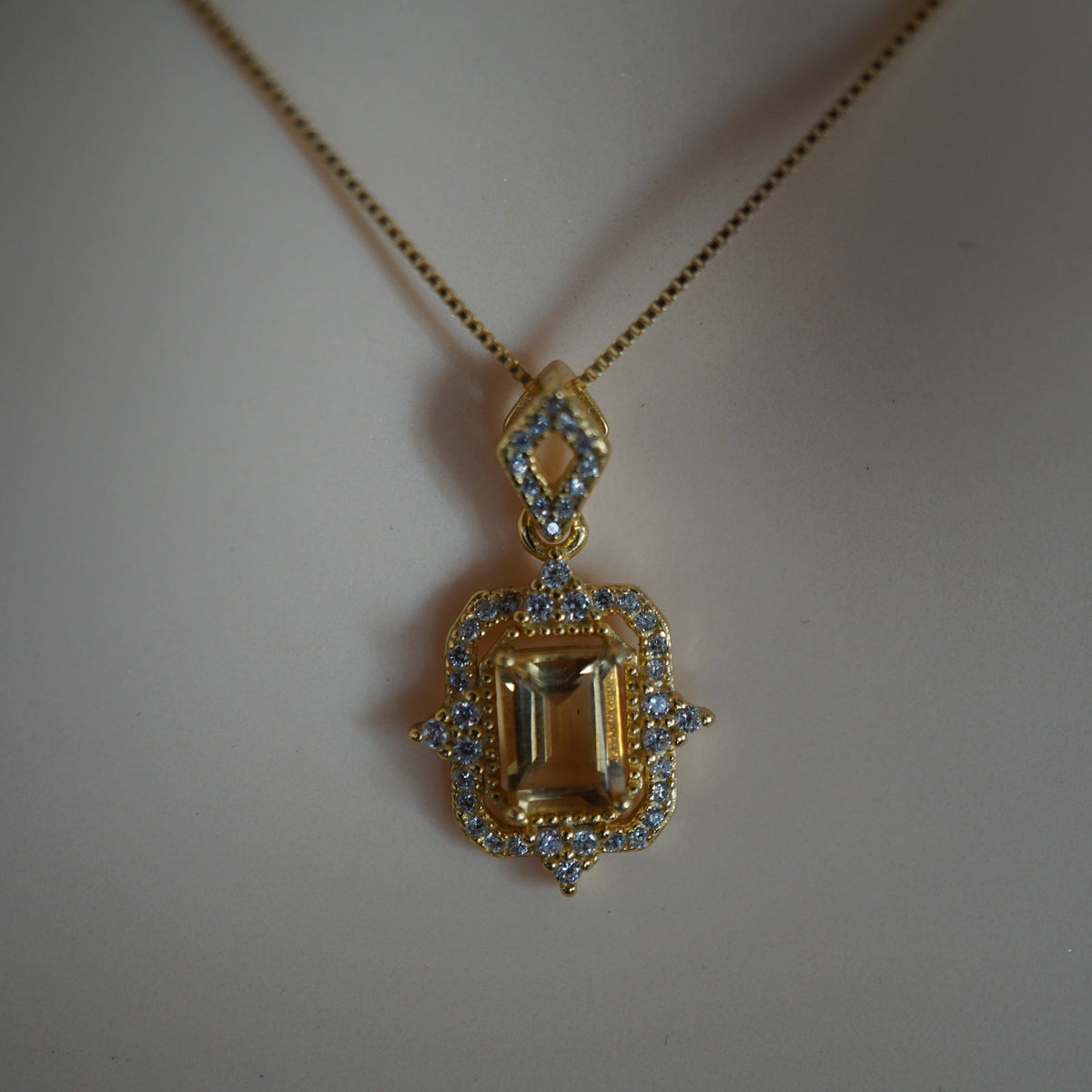 Classic Citrine Pendant Necklace in Sterling Silver