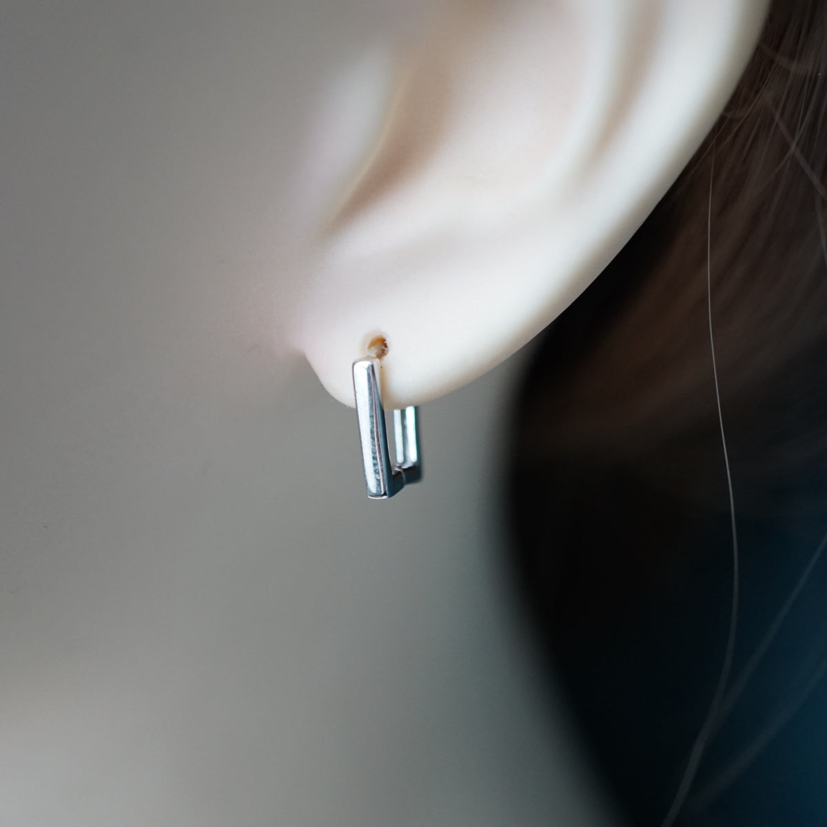 Minimalist Square Hoop Earrings in Sterling Silver