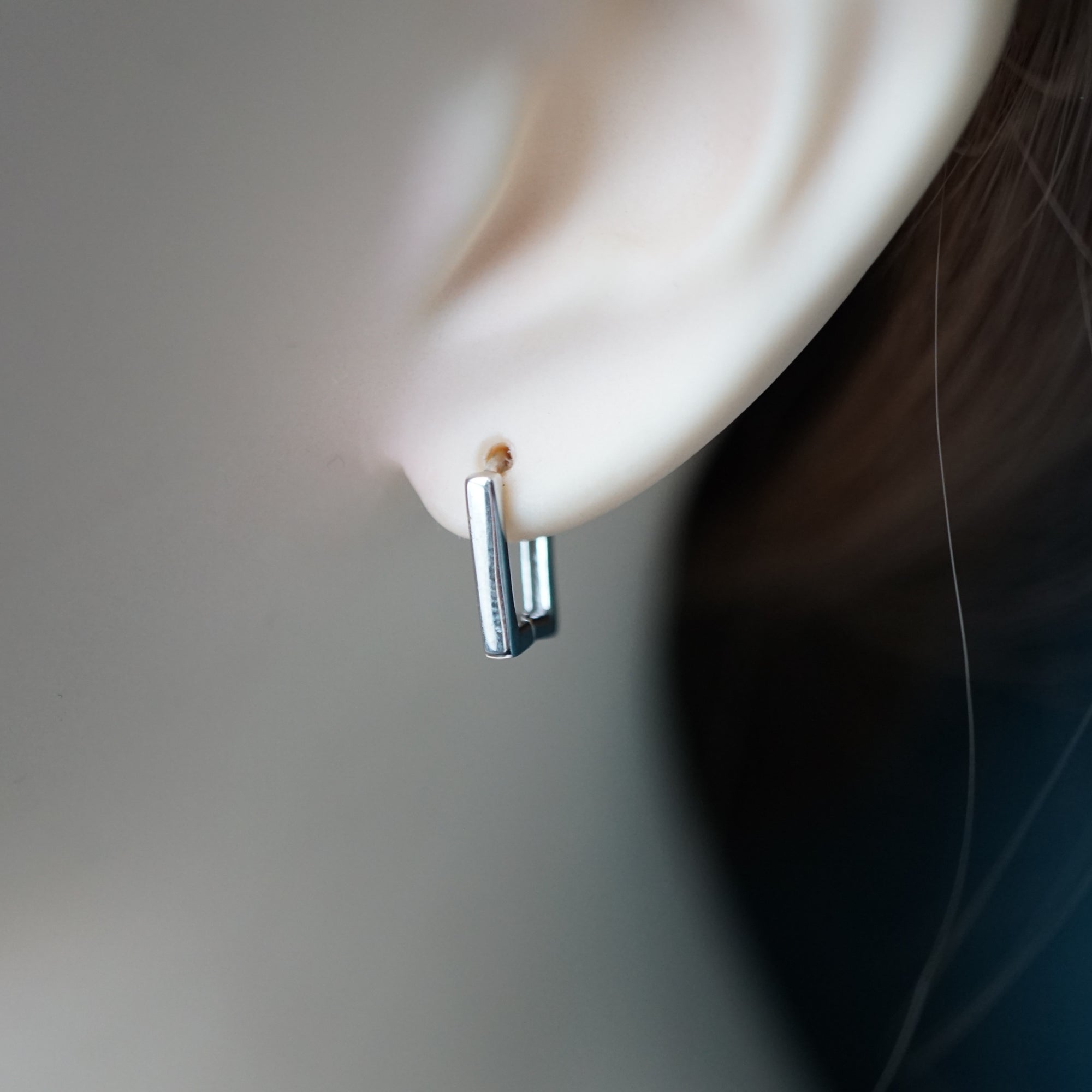 Minimalist Square Hoop Earrings in Sterling Silver