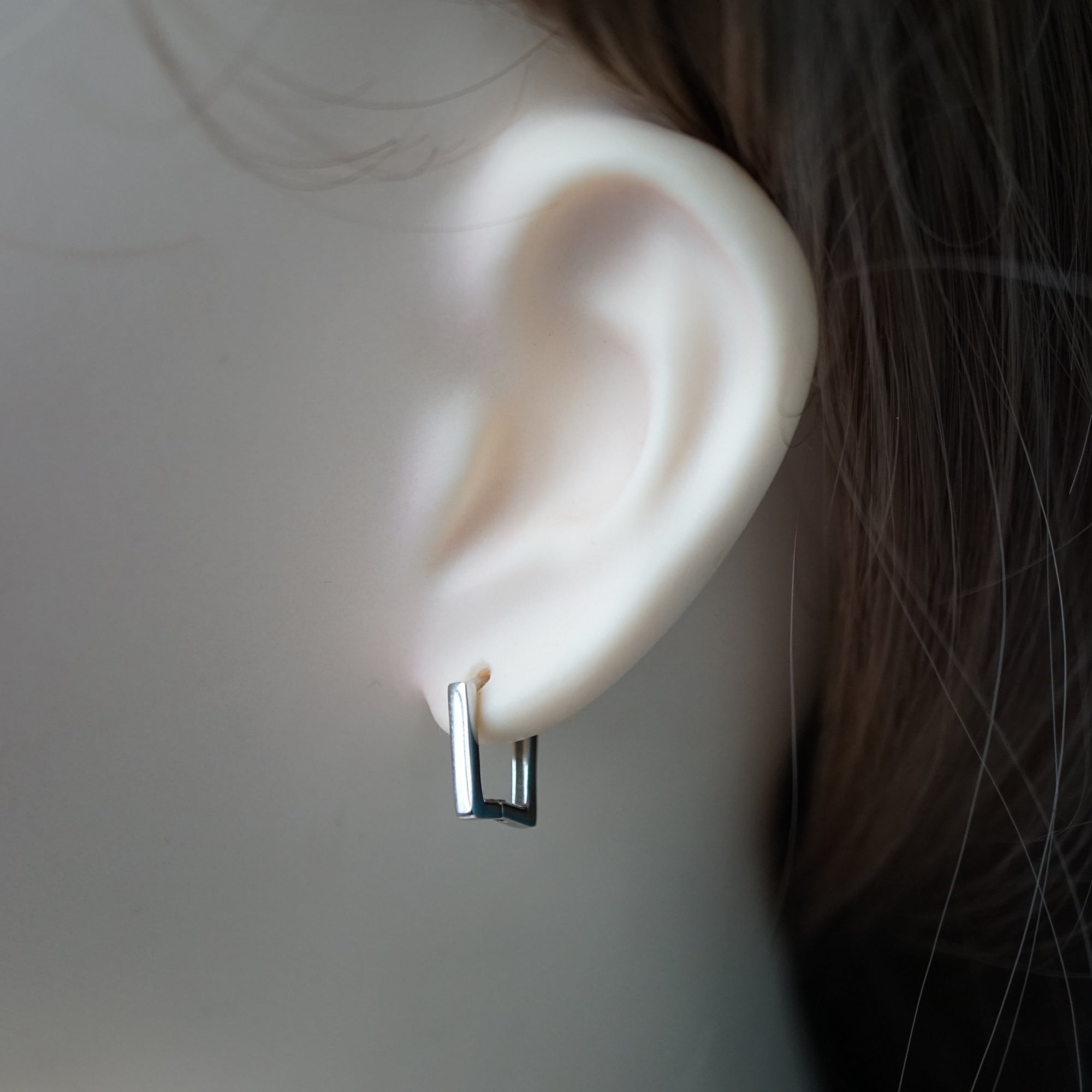Minimalist Square Hoop Earrings in Sterling Silver