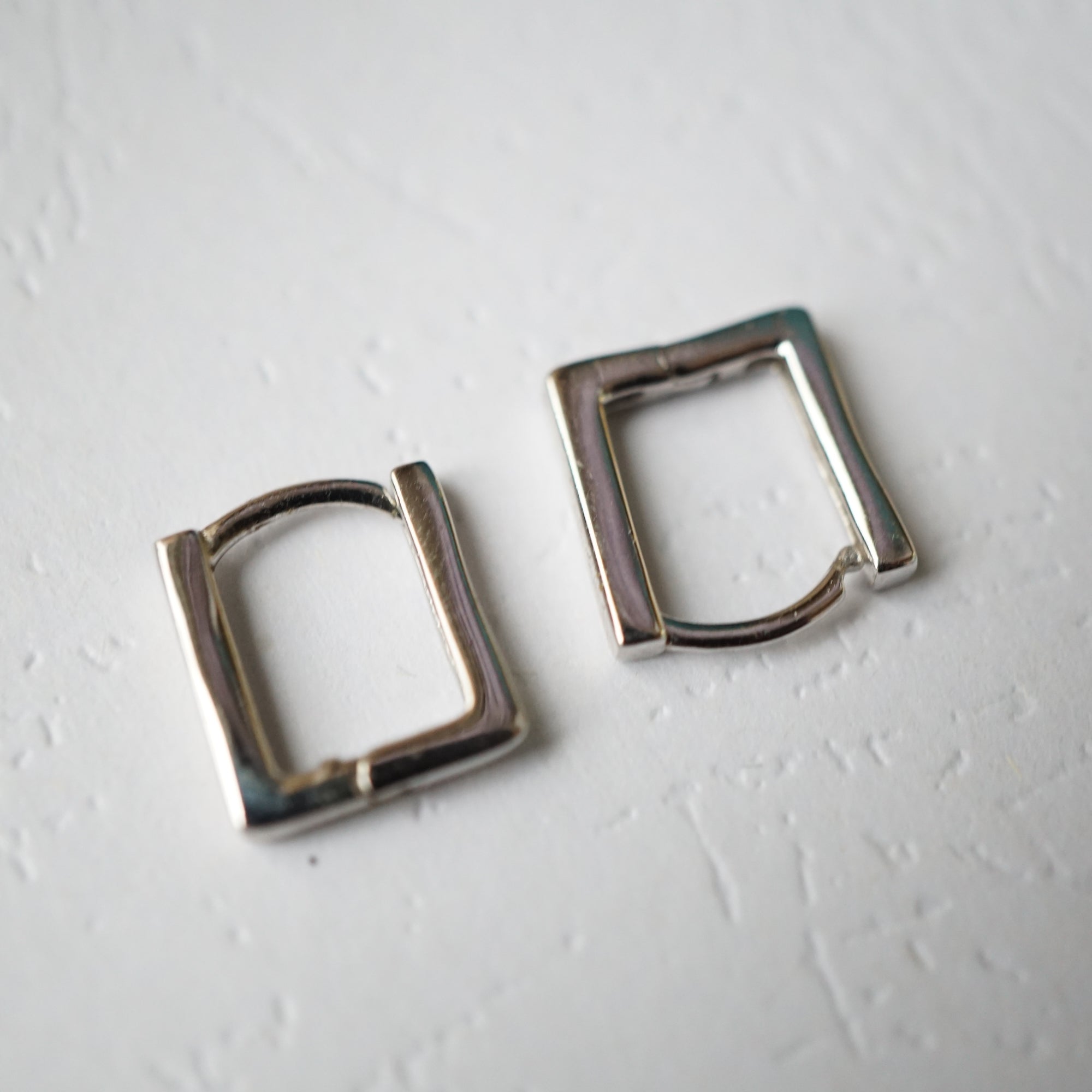 Minimalist Square Hoop Earrings in Sterling Silver