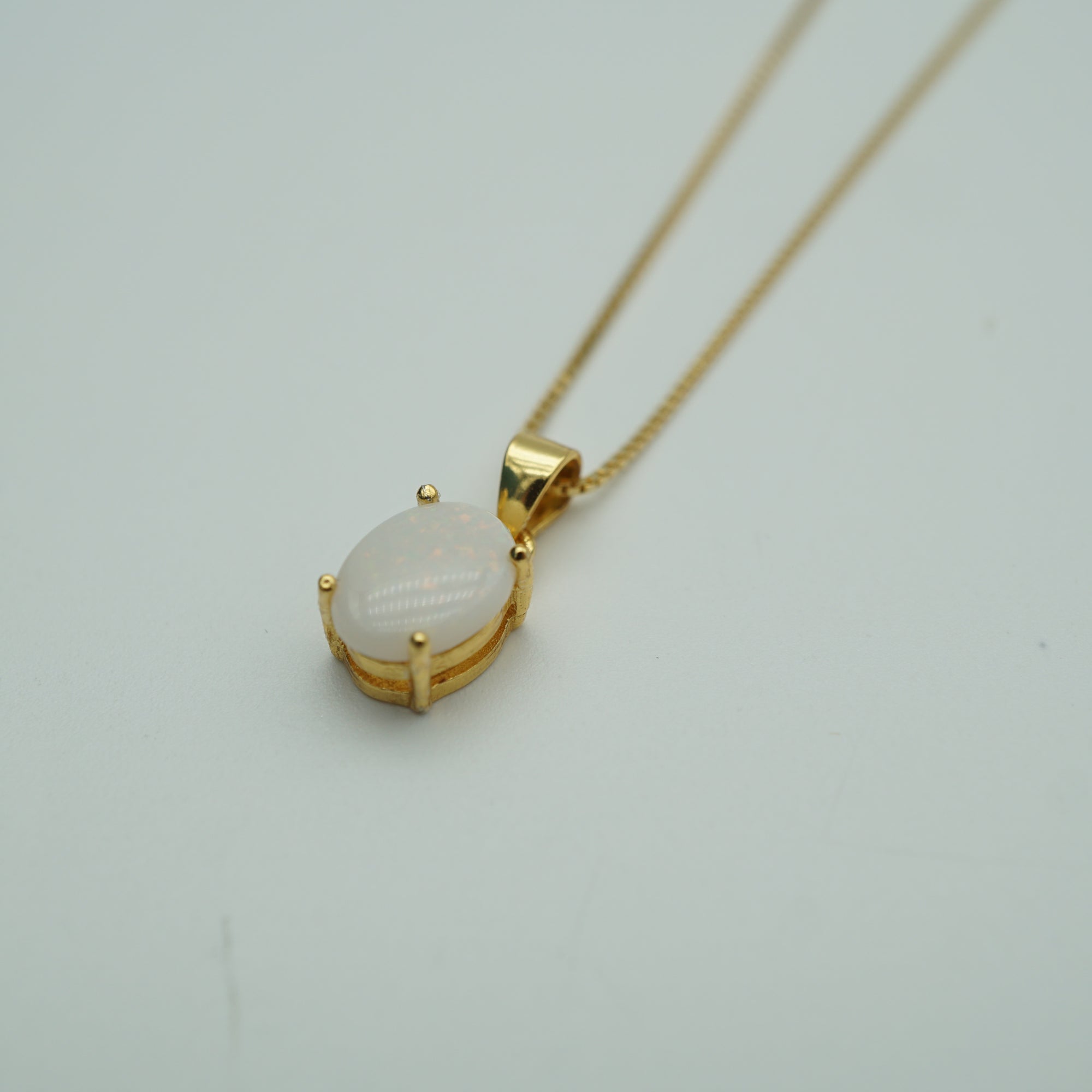 Tiny opal necklace, dainty necklace, jewelry, necklace, gift for her, layer jewelry, october birthday gift, october birthstone-Vsabel Jewellery