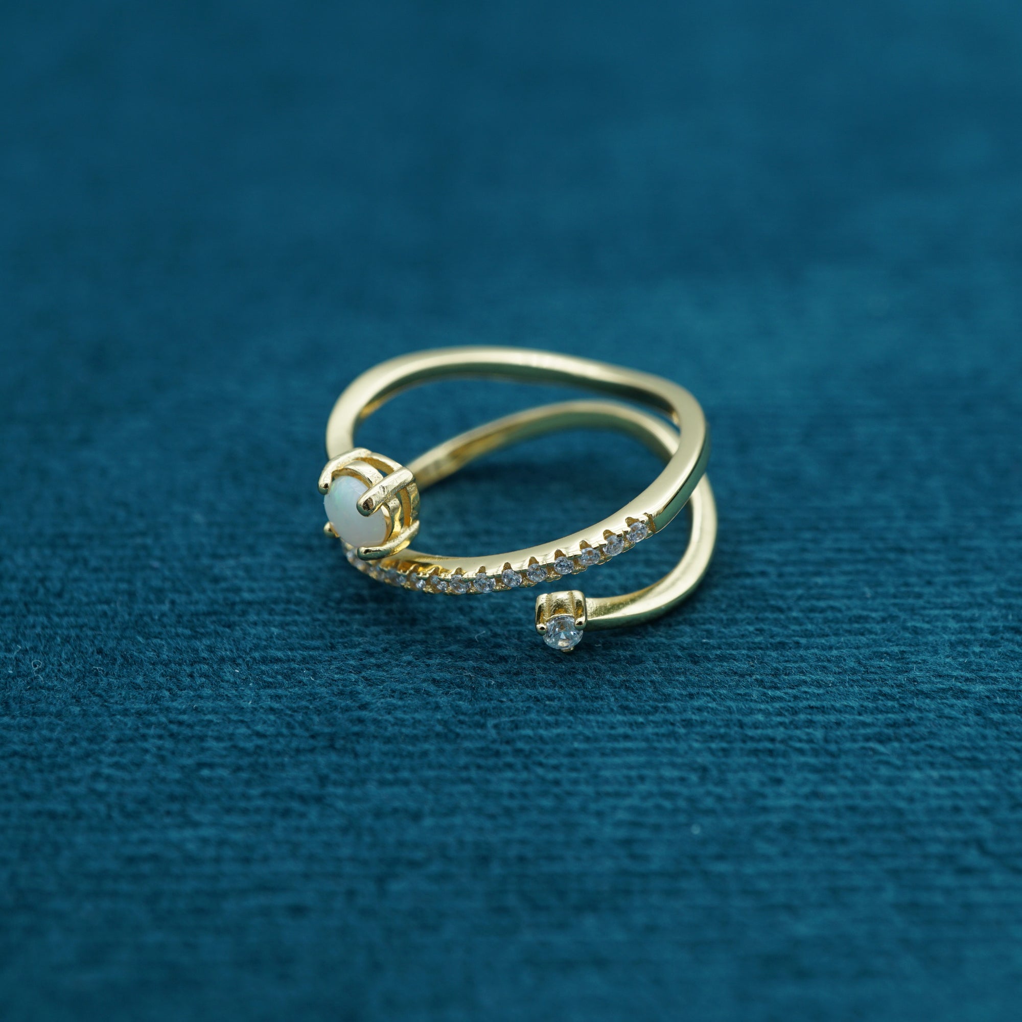 Natural Australian Solid Crystal Opal Ring - Timeless Elegance-Vsabel Jewellery