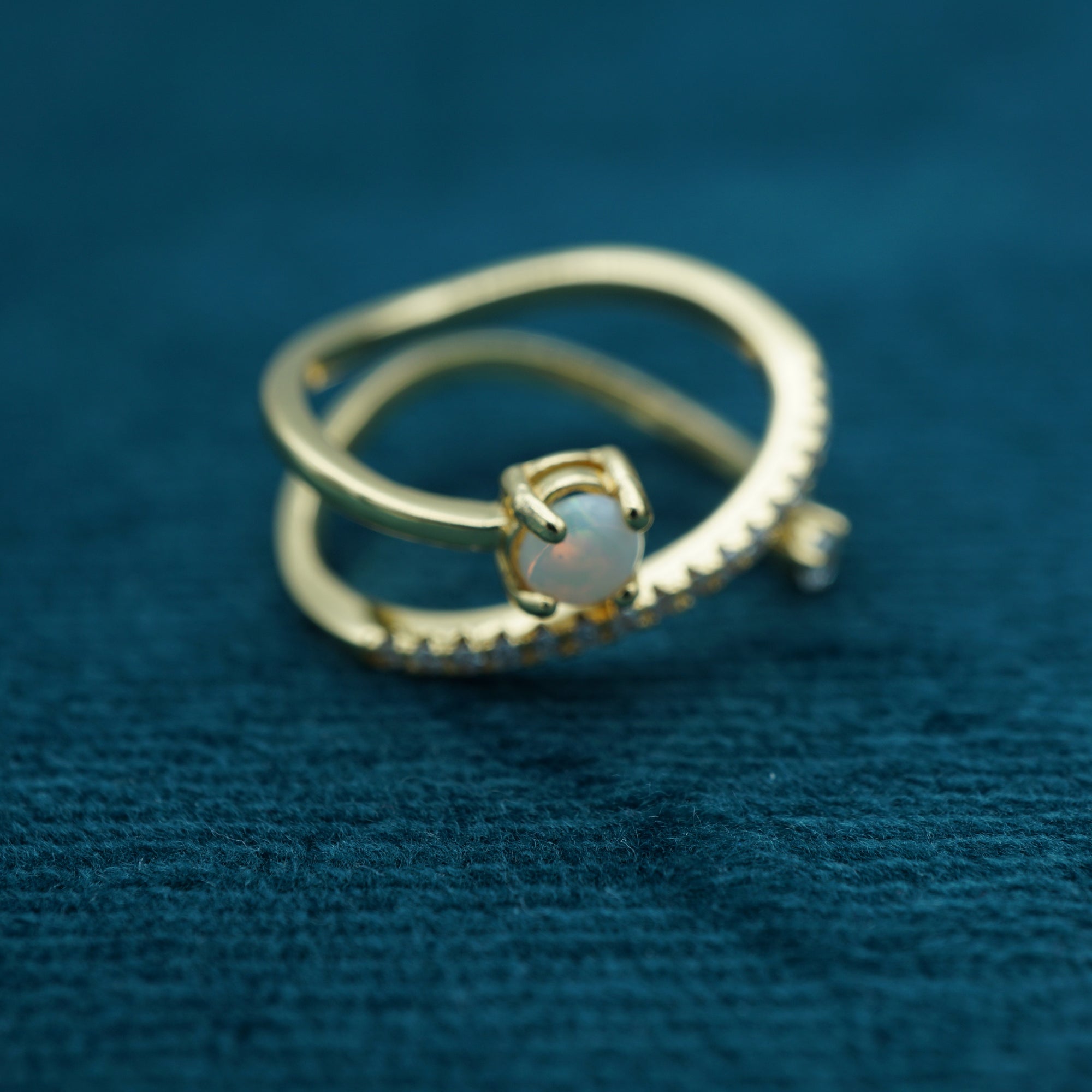 Natural Australian Solid Crystal Opal Ring - Timeless Elegance-Vsabel Jewellery
