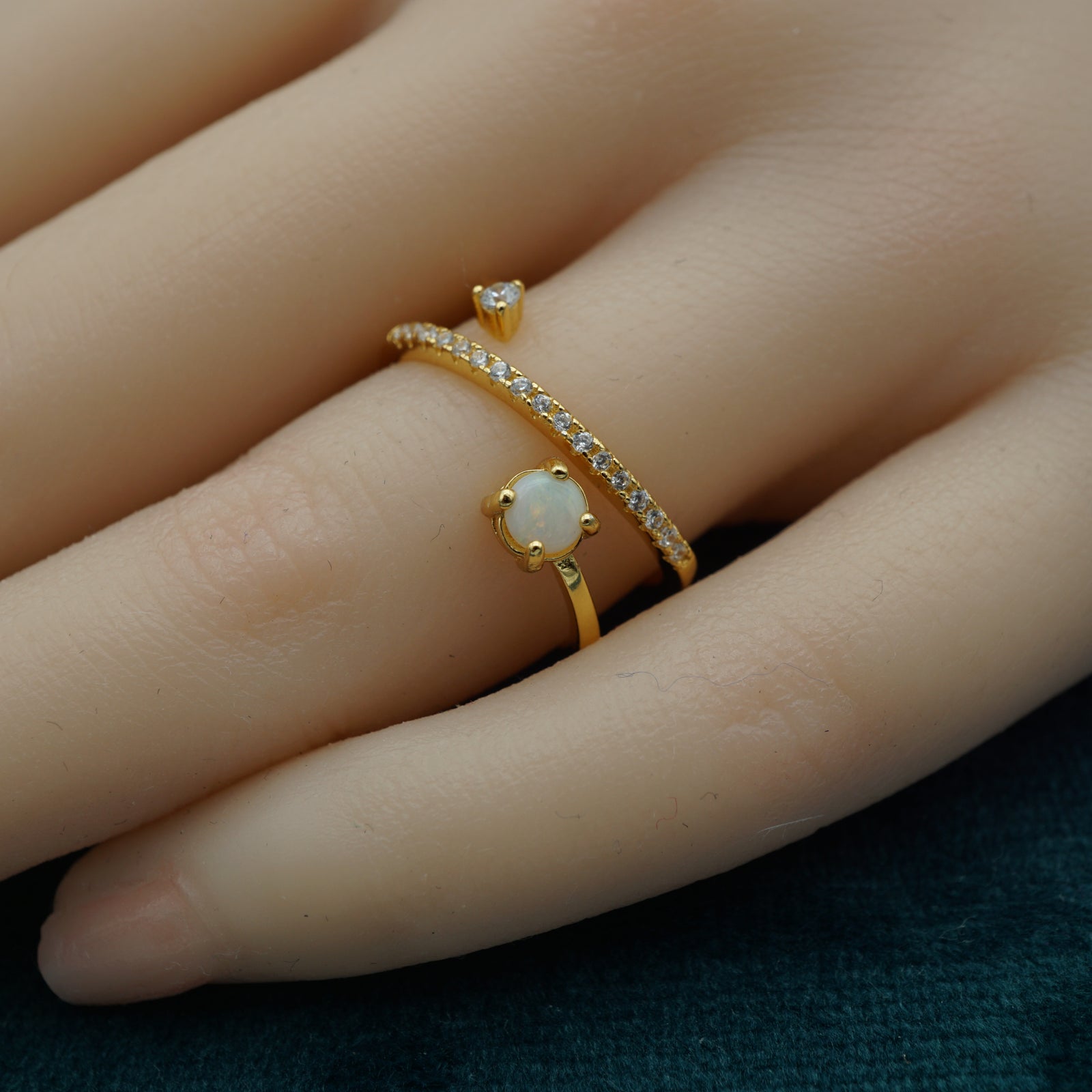 Natural Australian Solid Crystal Opal Ring - Timeless Elegance-Vsabel Jewellery
