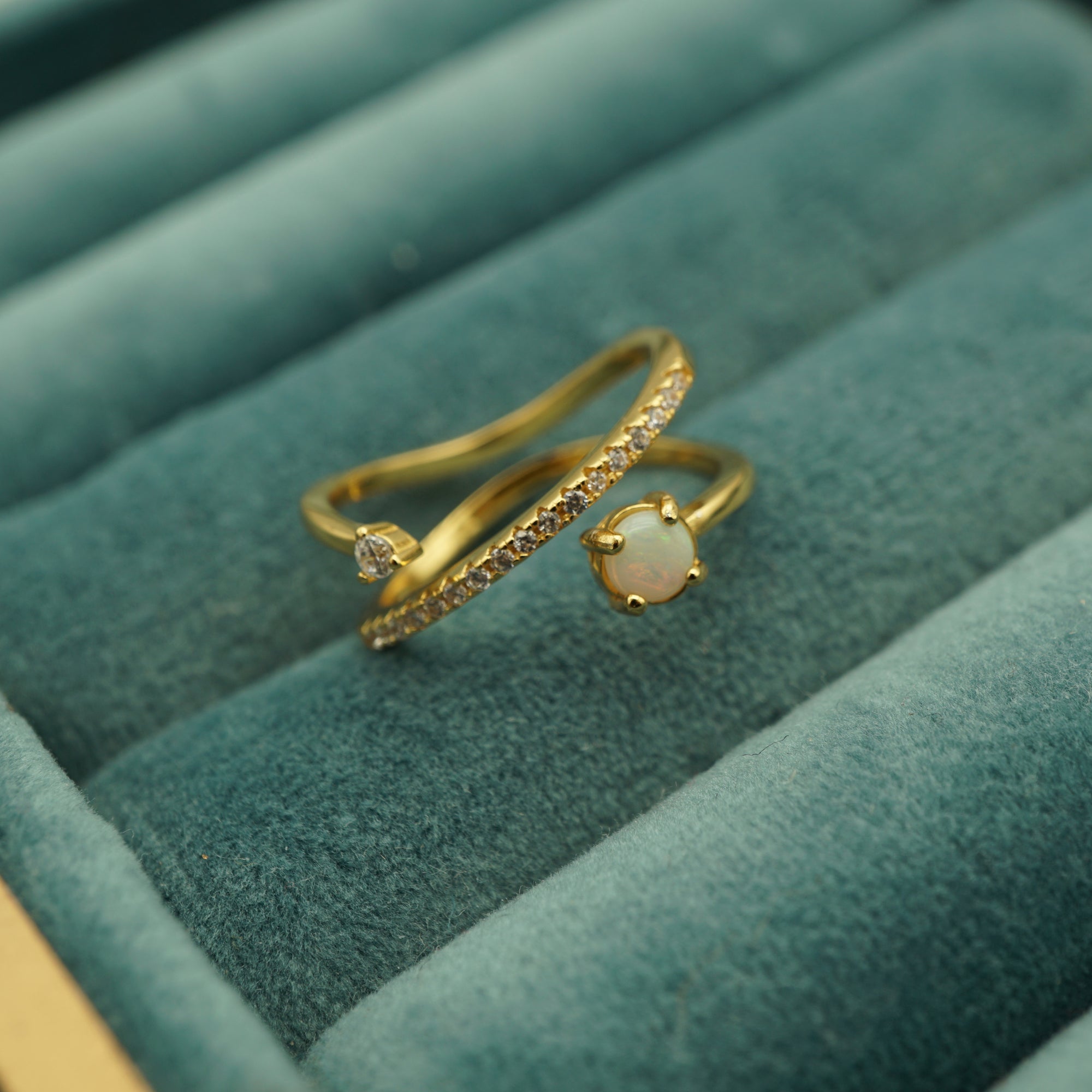 Natural Australian Solid Crystal Opal Ring - Timeless Elegance-Vsabel Jewellery